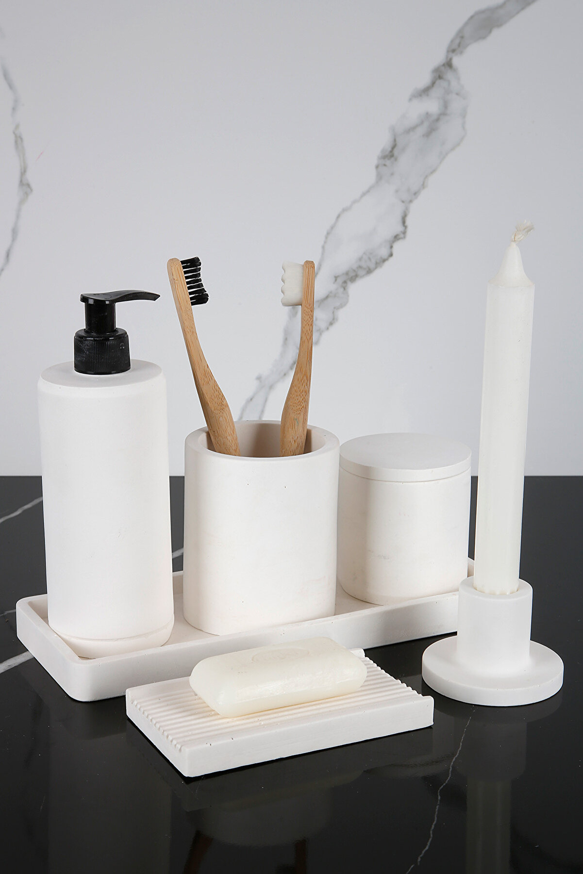 betonmall 7 Parça Banyo Seti - Katı Sıvı Sabunluk ve Diş Fırçalığı