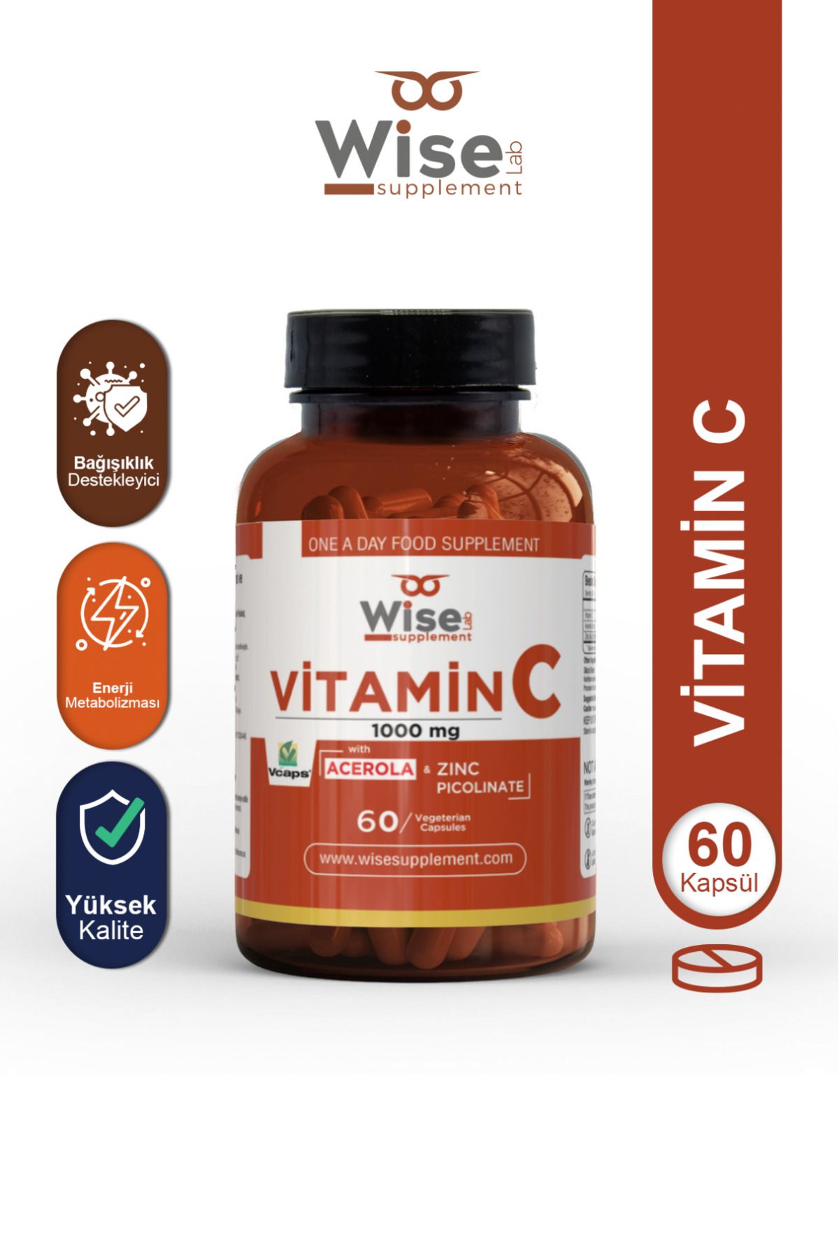 WiseLab Vitamin C 1000mg 60 Bitkisel Kapsül