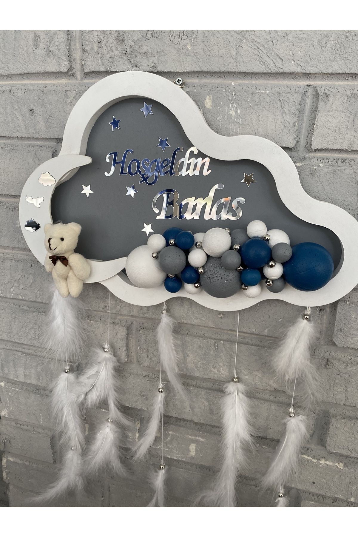 NeşeliAtölyem 40 Cm Bulut Bubble Kapı Süsü