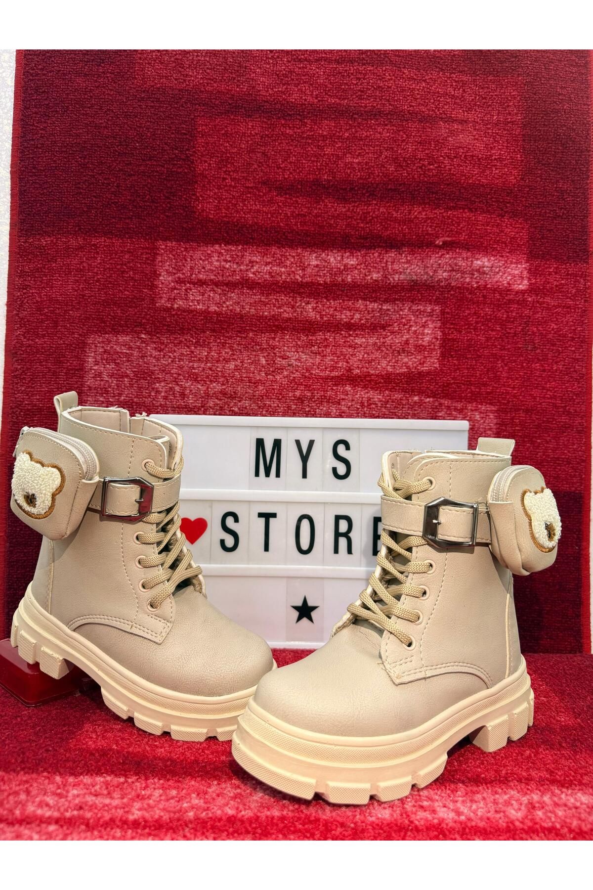 MYSSTORE Kız Çocuk Ayı Oyuncaklı  I?çi Yünlü Bot