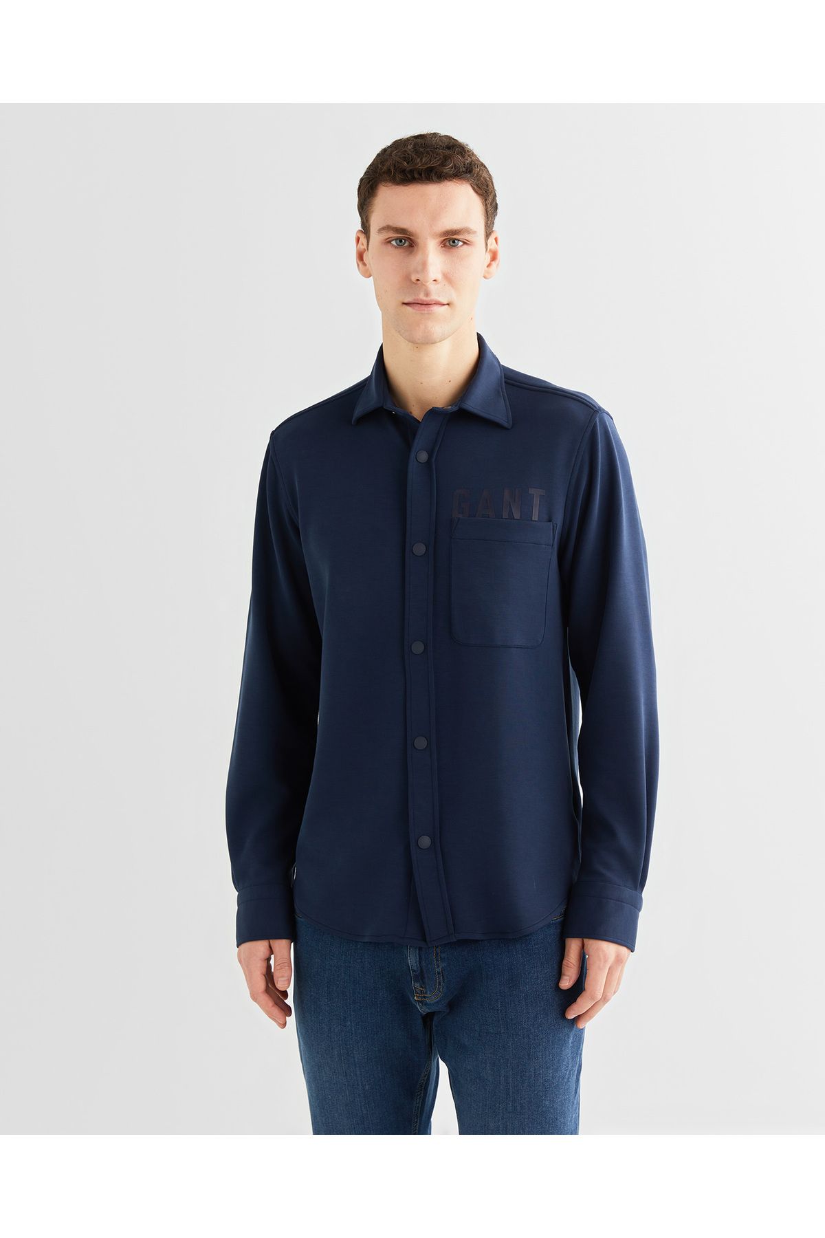 Gant Erkek Lacivert Regular Fit Logolu Gömlek