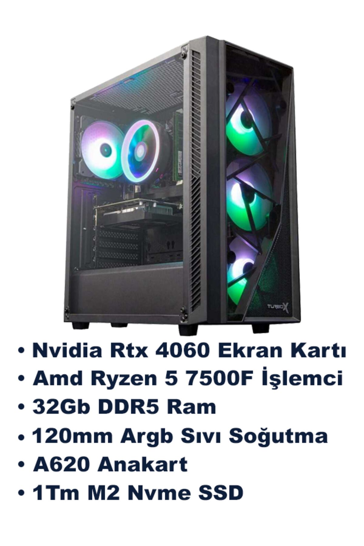 RAMTECH Ryzen 5 7500f 32Gb DDR5 Ram Rtx 4060 1Tb M2 SSD Sıvı Soğutmalı Güncel Sistem