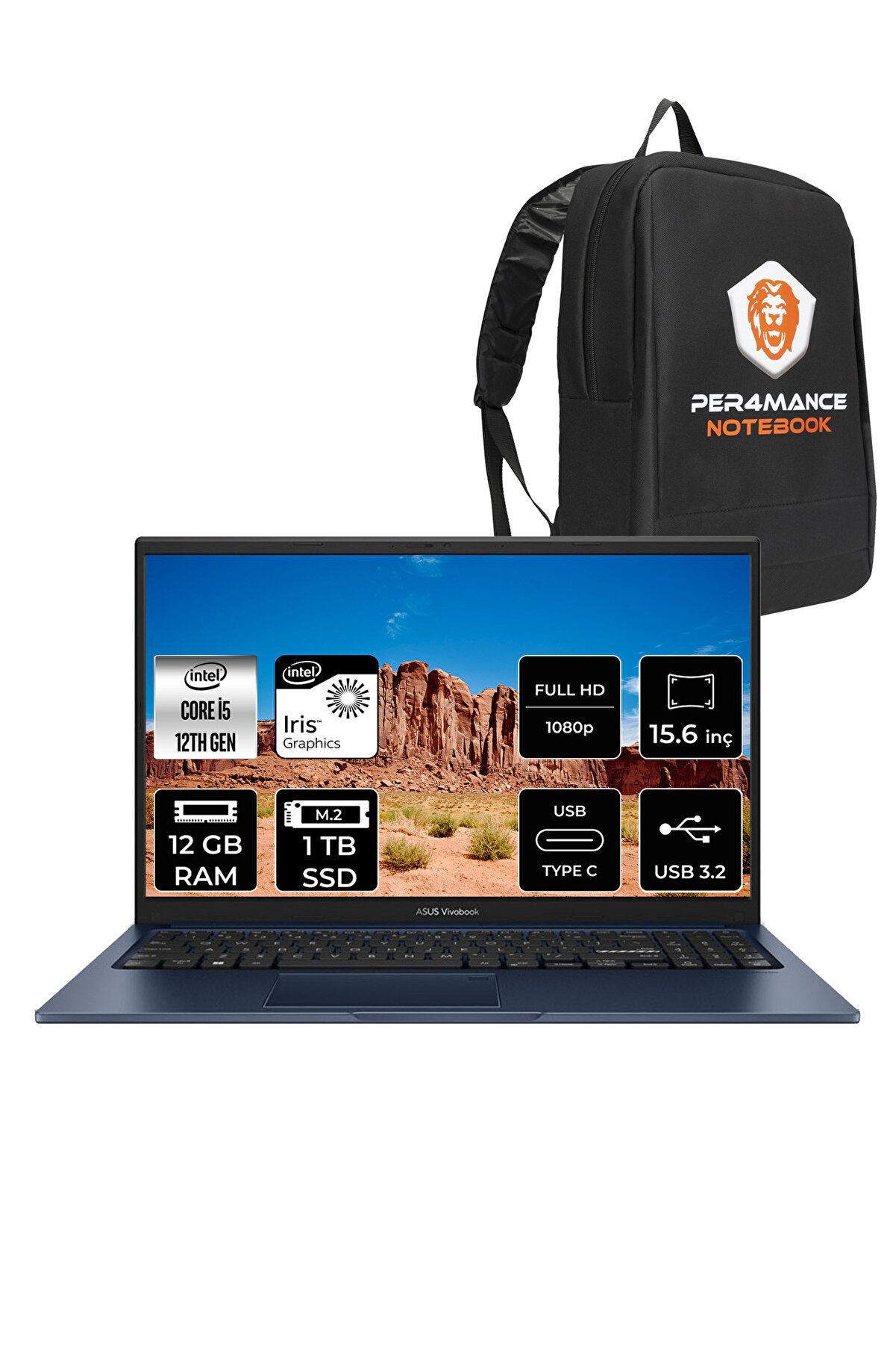 Vivobook 15 X1504ZA i5 1235U 12GB RAM 1TB SSD 15.6'' FHD FDOS NJ547 & PER4 ÇANTA