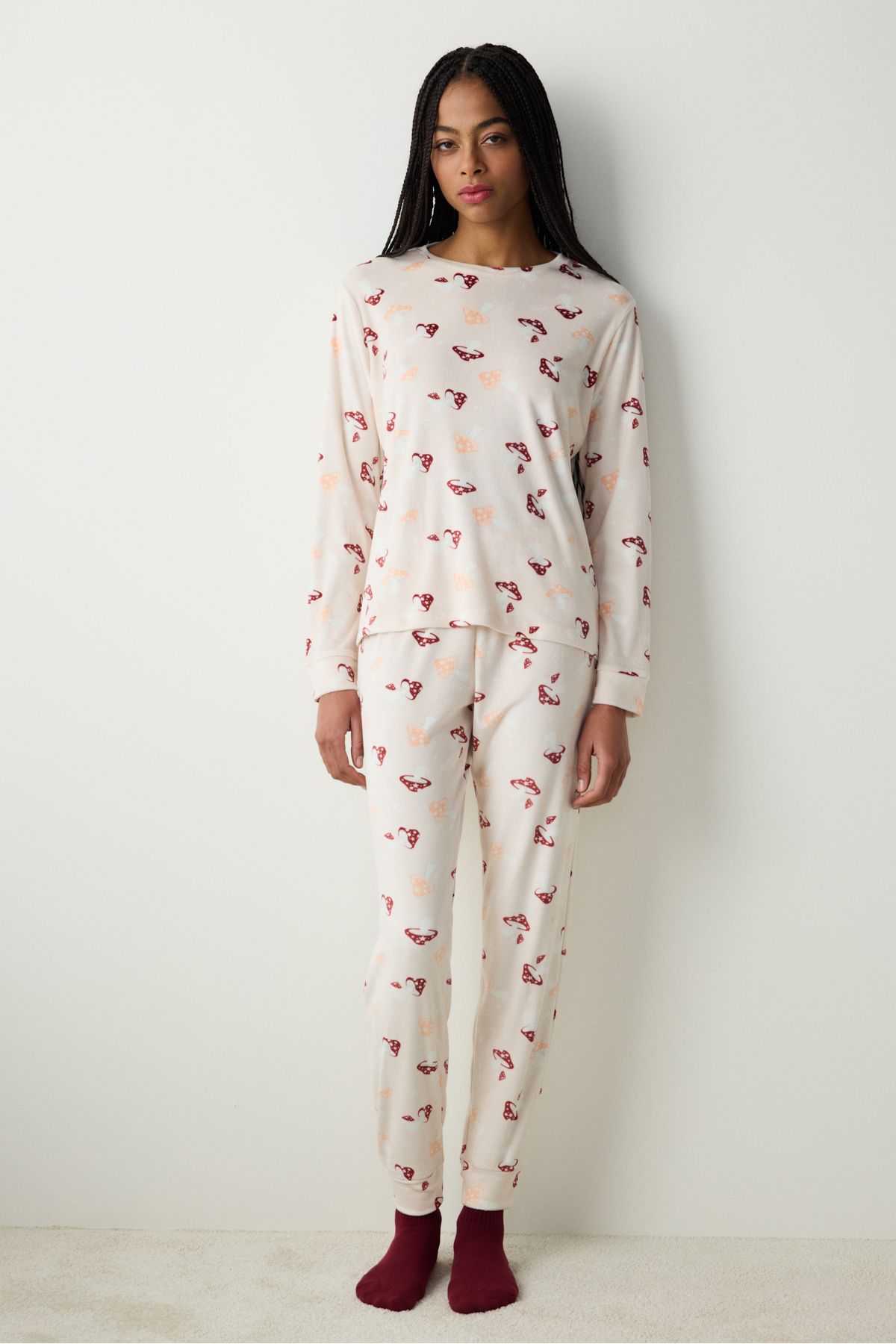 Penti Cozy Fuzzy Bej Pantolon Pijama Takımı