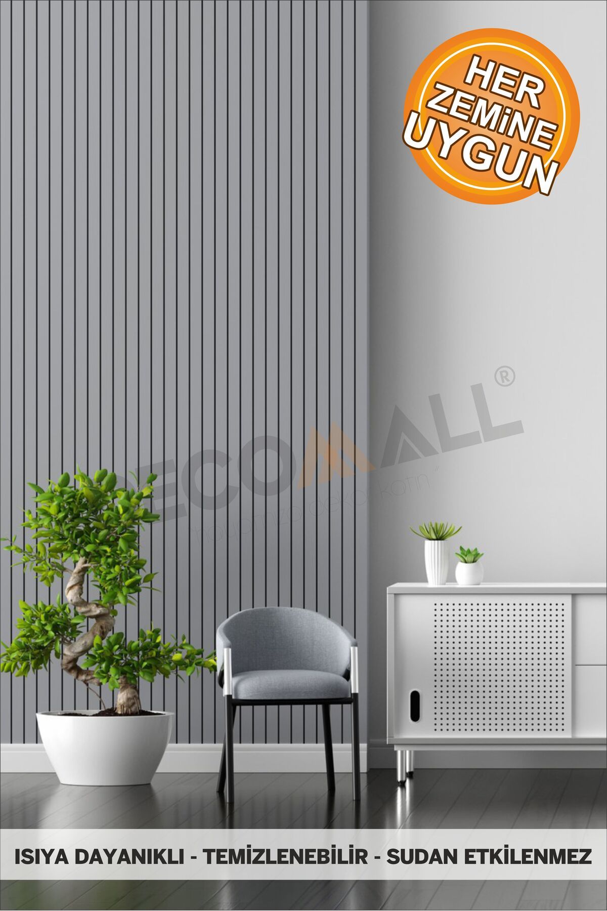 DECOMALL Code125 KENDİNDEN YAPIŞKANLI DUVAR KAPLAMA AHŞAP ÇİTA GÖRÜNÜMLÜ FOLYO İSKANDİNAV PANEL (100X300cm)