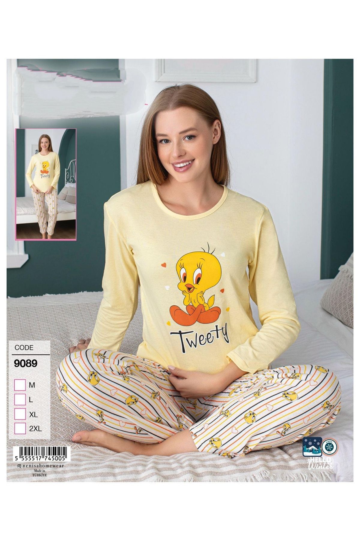 benbarek Tweety desenli pijama takımı
