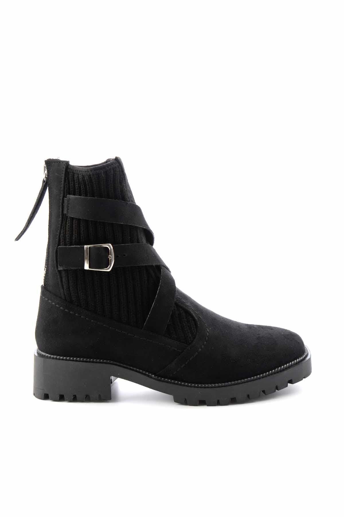 Bambi Siyah Süet Kadın Bot & Bootie K02990101802