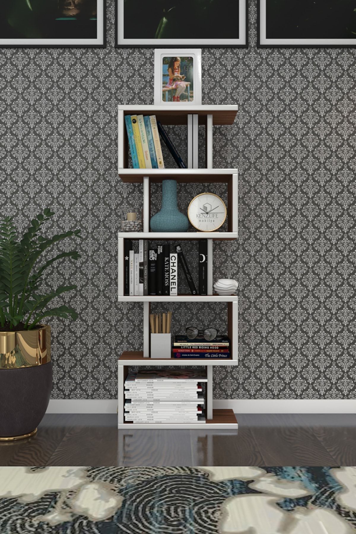 Kenzlife Kitaplık Raf Diba1 Cvz 129x040x19 Banyo Kiler Ofis (M)