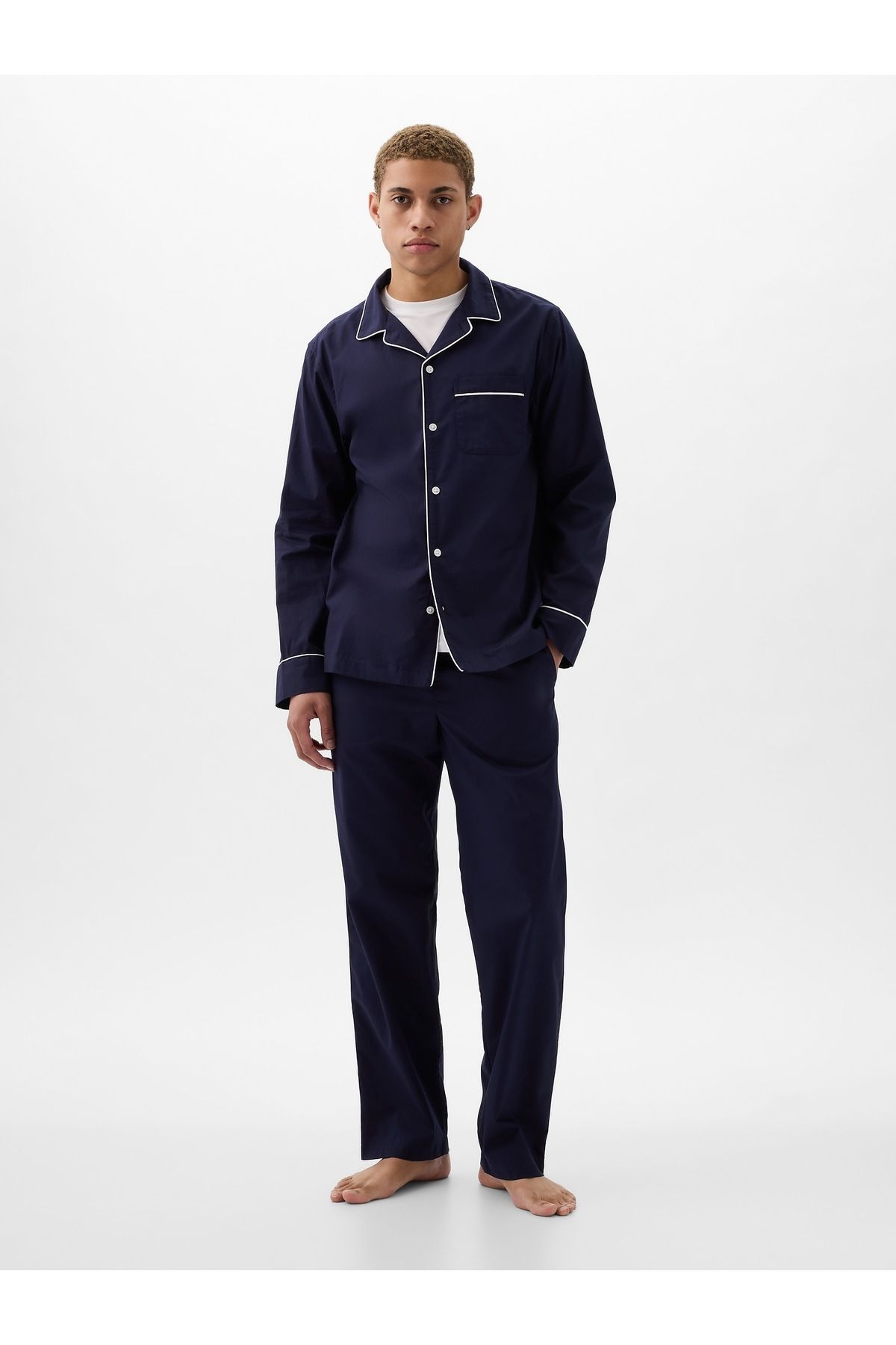 GAP Erkek Lacivert Poplin Pijama Takımı