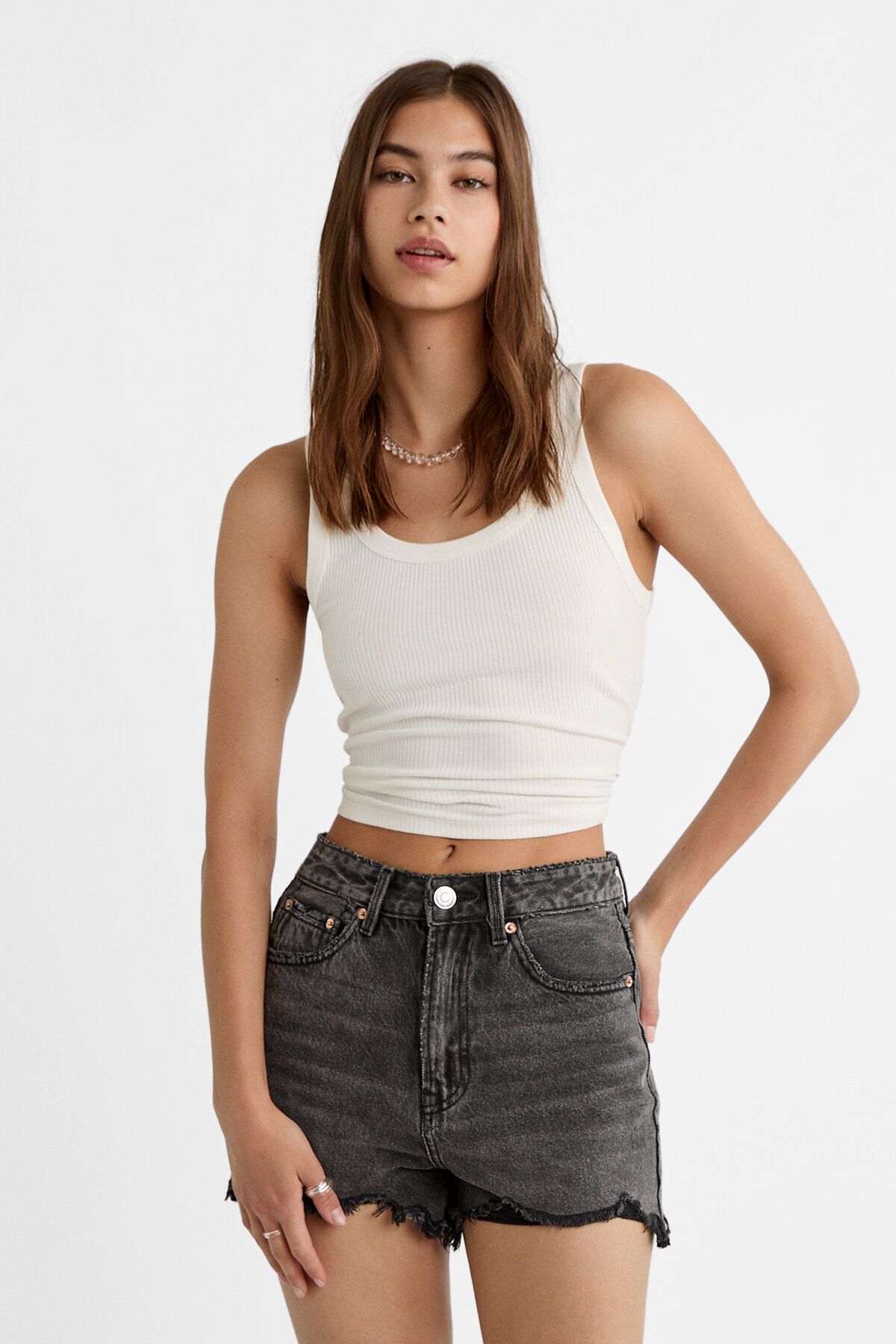 Stradivarius Distressed Denim Şort