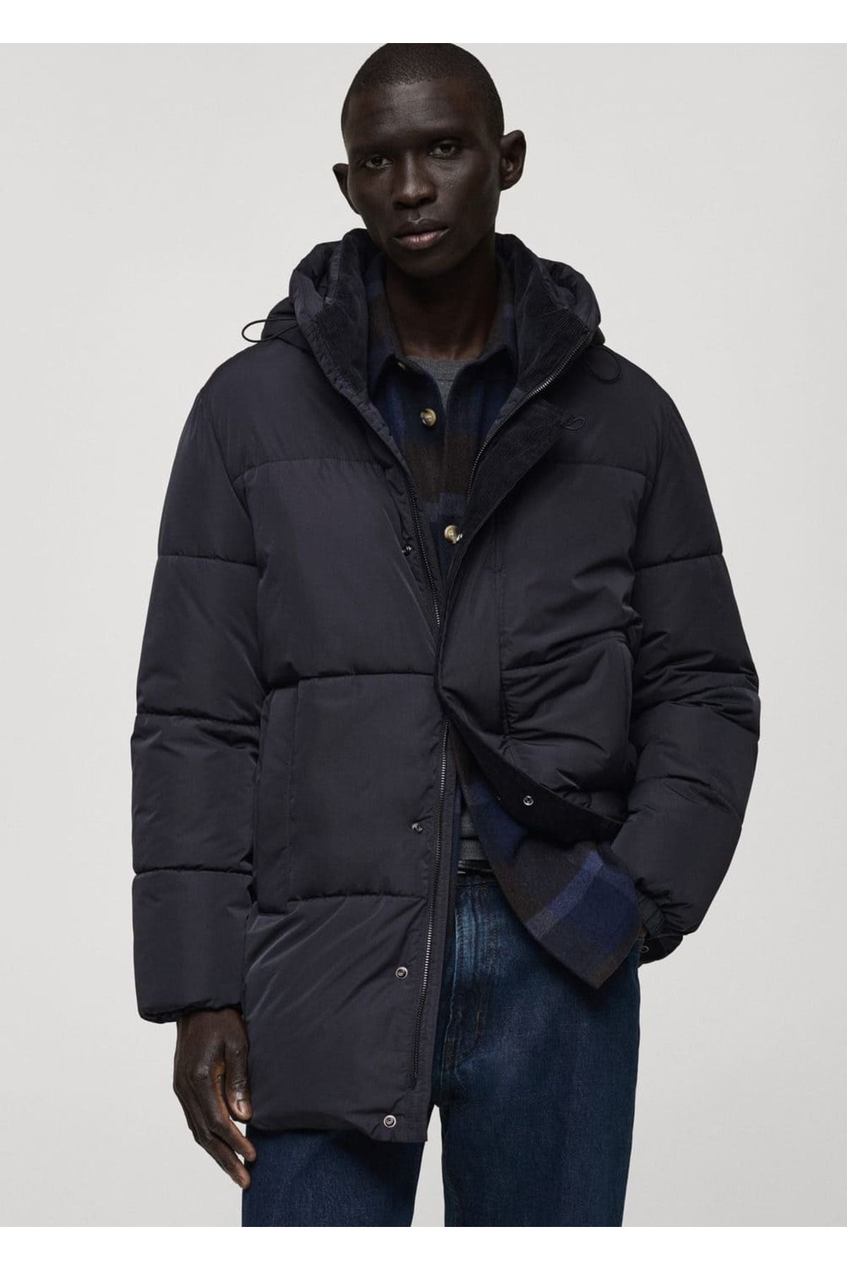 MANGO Man Kapitone su geçirmez kapüşonlu anorak