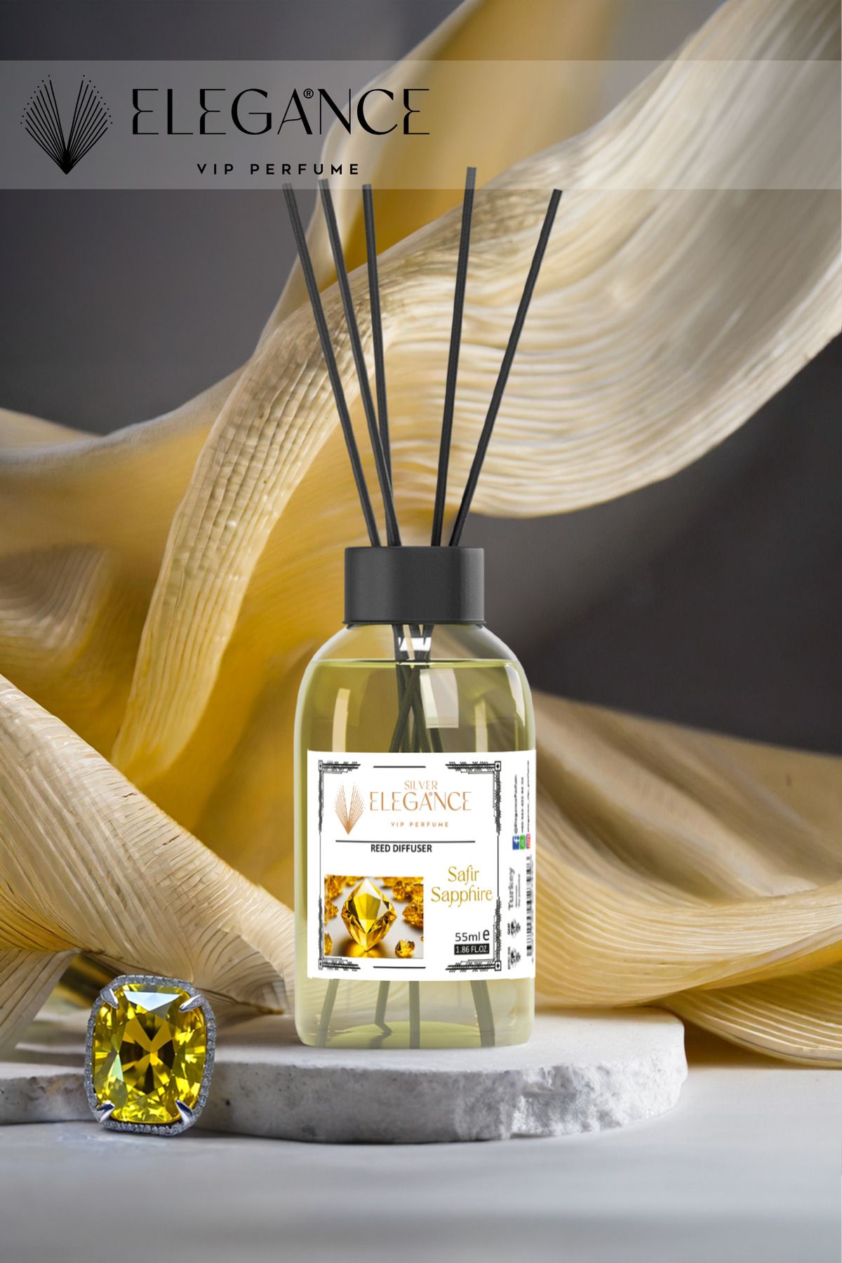Elegance vip Perfume Safir Esintisi Reed Diffuser Bambu Çubuklu Oda Kokusu (55 ML) - Sofistike Oda Kokusu