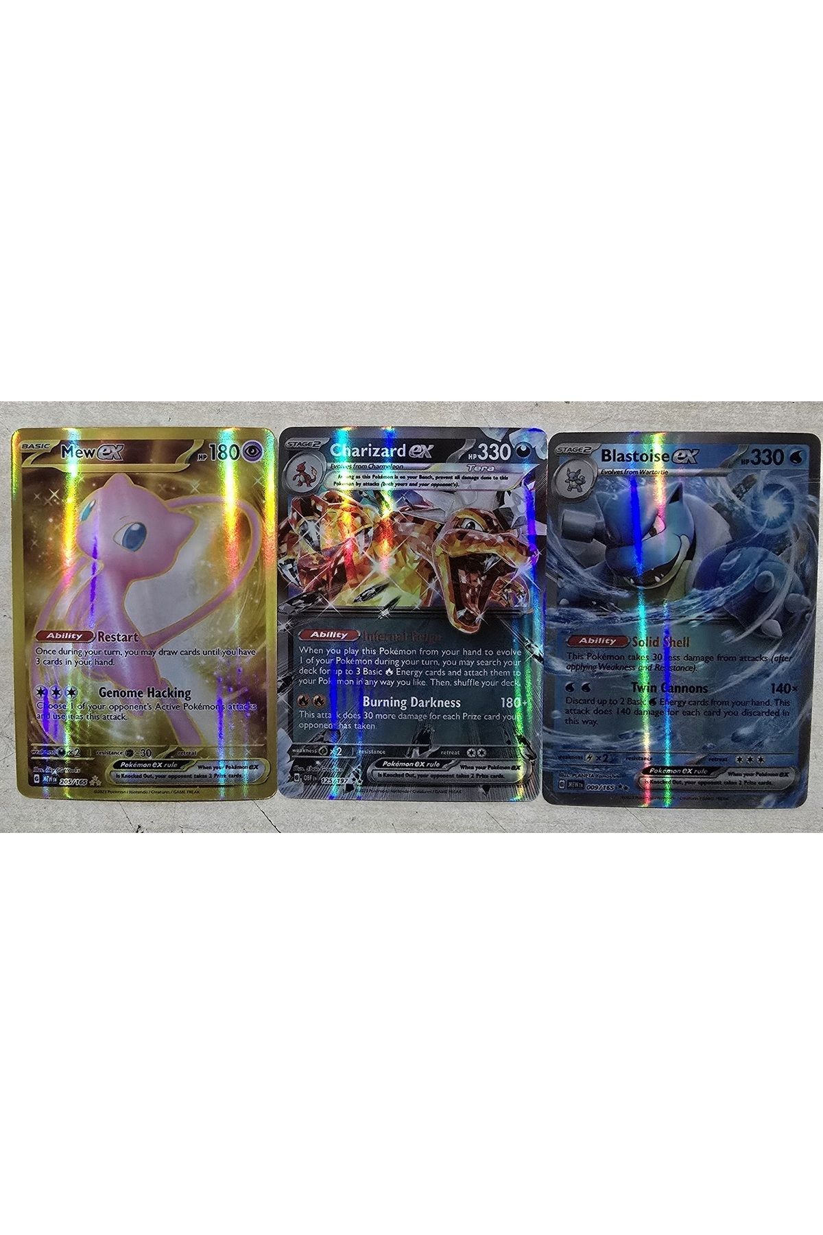 MYCH Hologramlı Parlak Pokemon 2024 En Yeni Ex Serisi 3 Adet Charizard Mew Blastoise En Güçlü 3Kart Card
