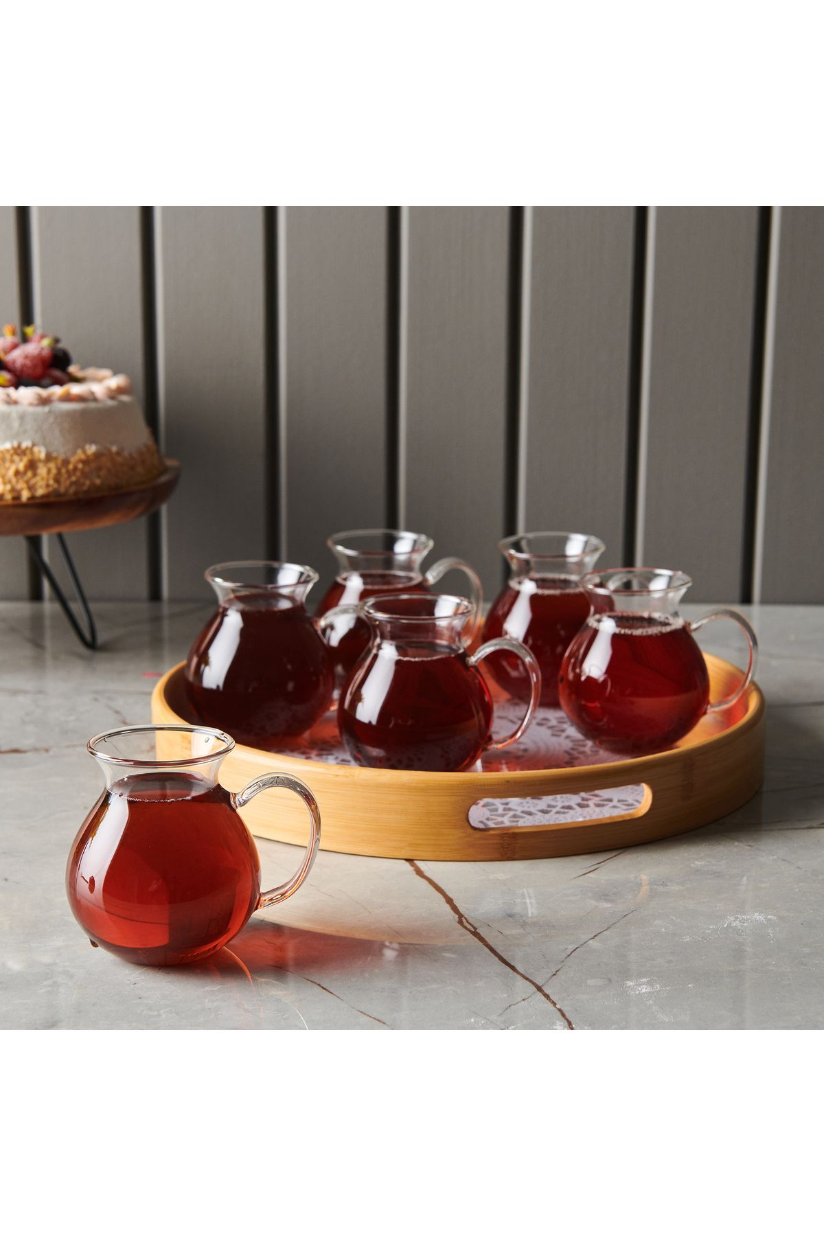 AROW Keyf-i Ala Borosilikat 6'lı Çay Seti - Şeffaf - 220 ml
