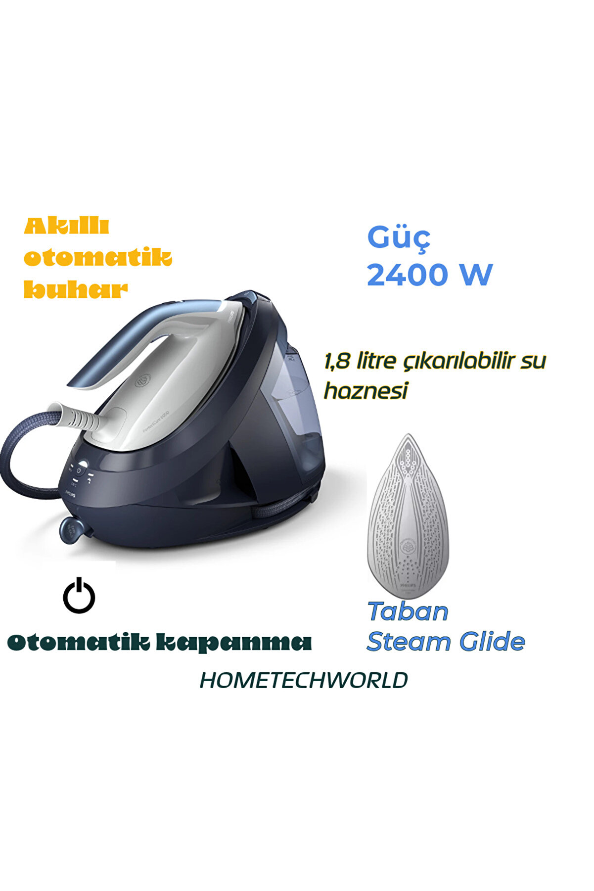 Philips8000 Series otomatik olarak buhar veren  Perfect Care Buhar Kazanlı Ütü164ütümasası