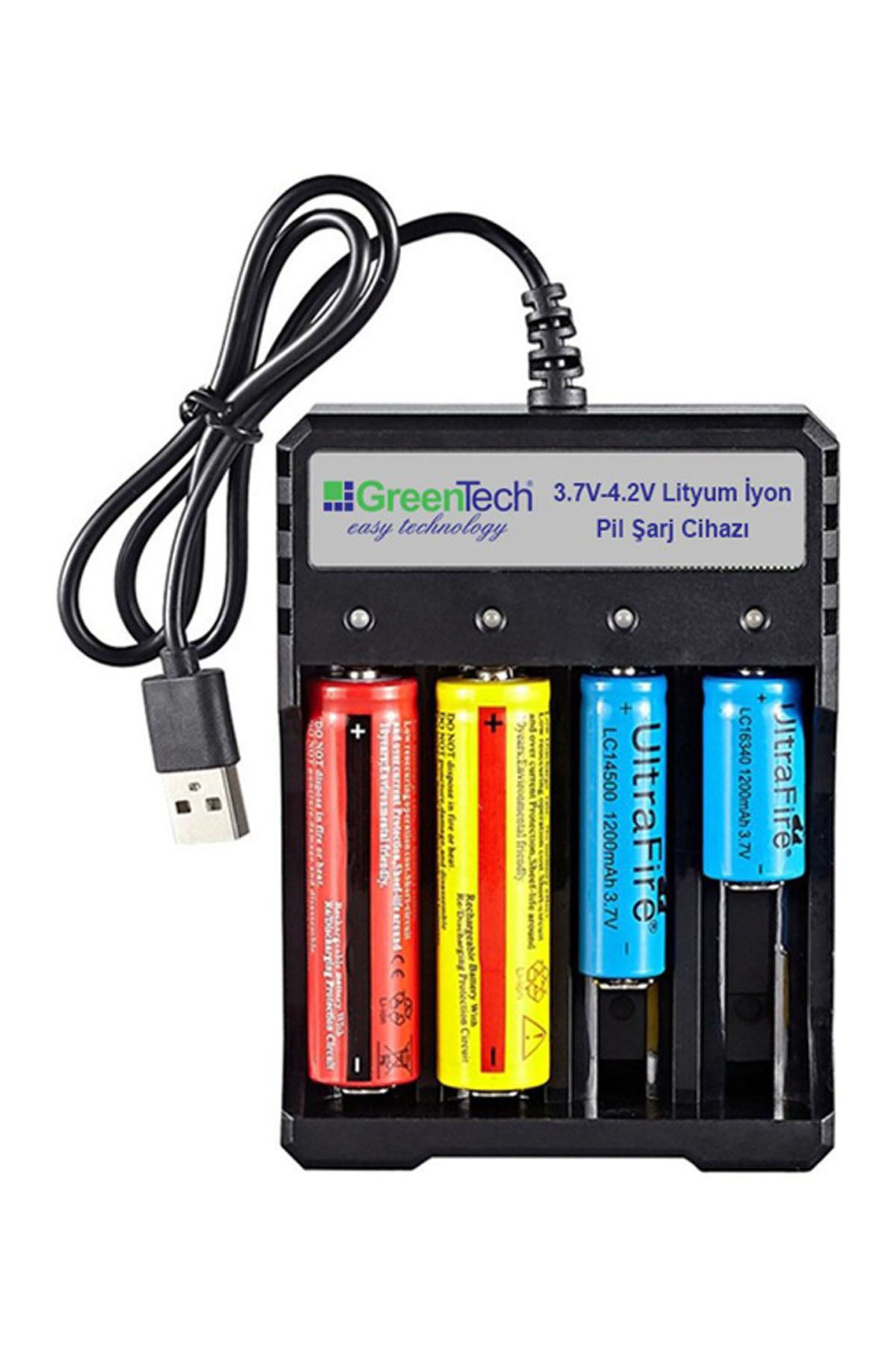 Greentech 3.7 – 4.2 Lityum Iyon Pil Şarj Cihazı (DÖRT YUVALI) / Gt-bc05