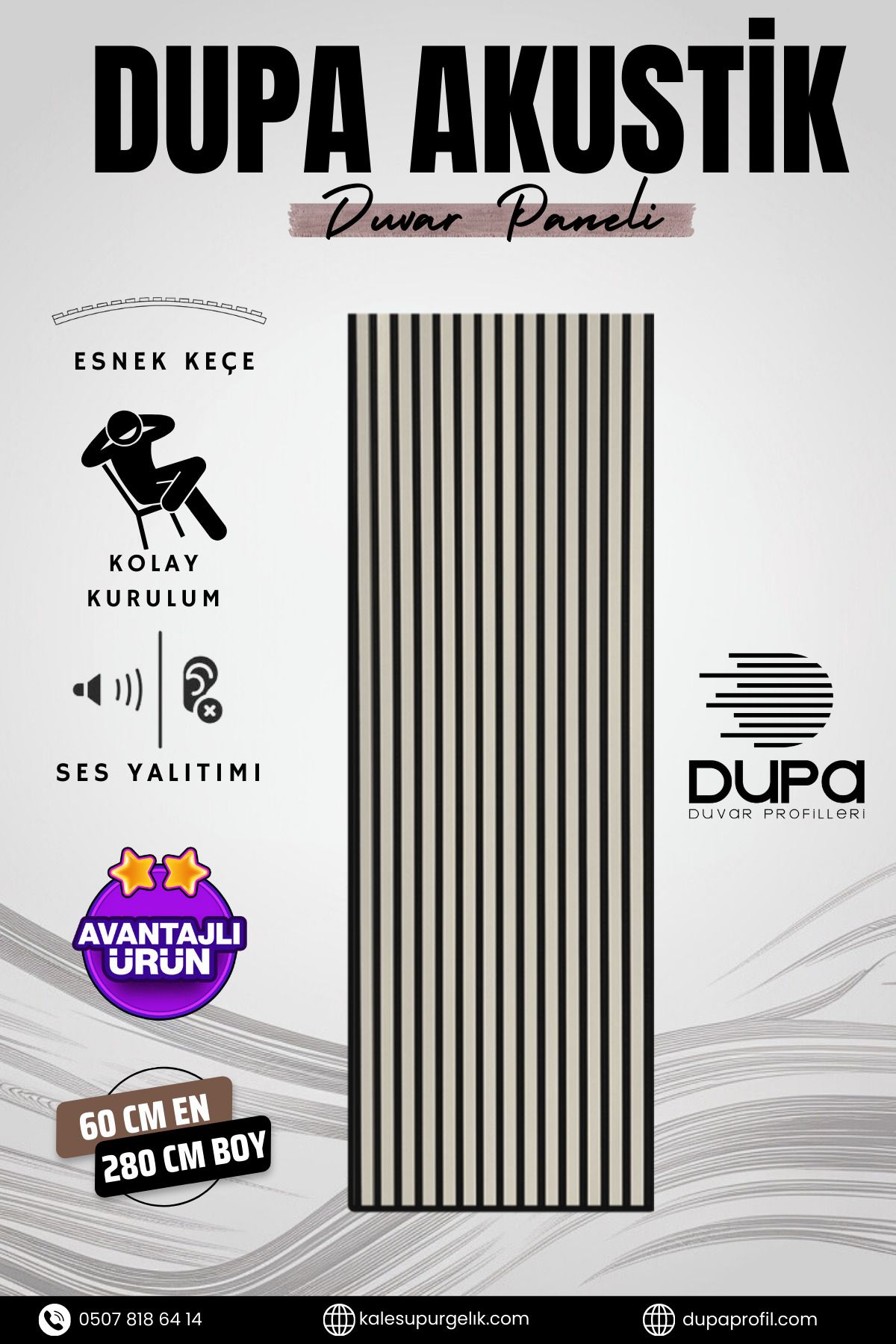 DUPA PROFİL DUPA AKUSTİK DUVAR PANELİ ÇÖL KUMU ( 60 X 280 CM )
