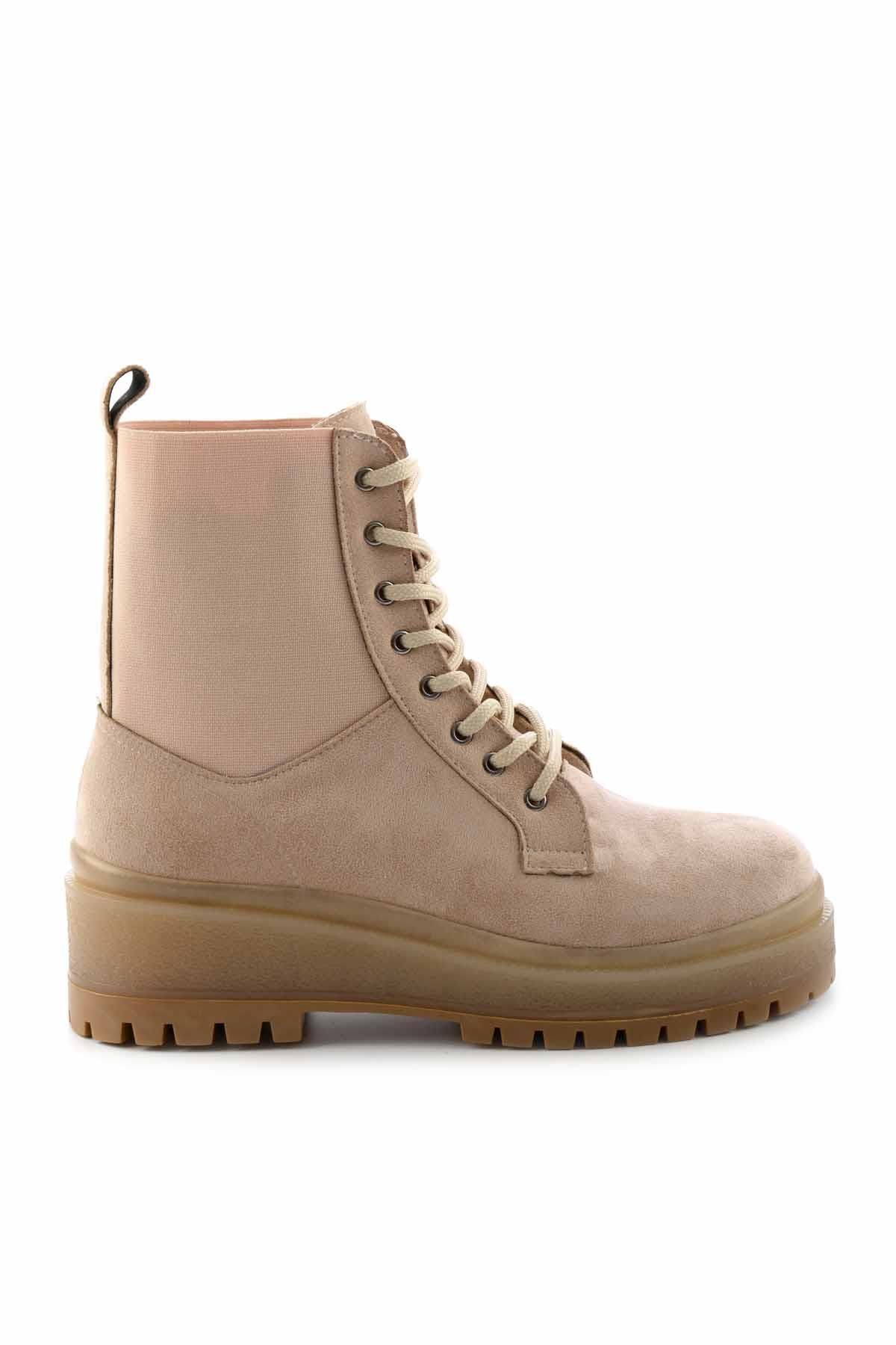 Bambi Bej Süet Kadın Bot & Bootie K02669800002