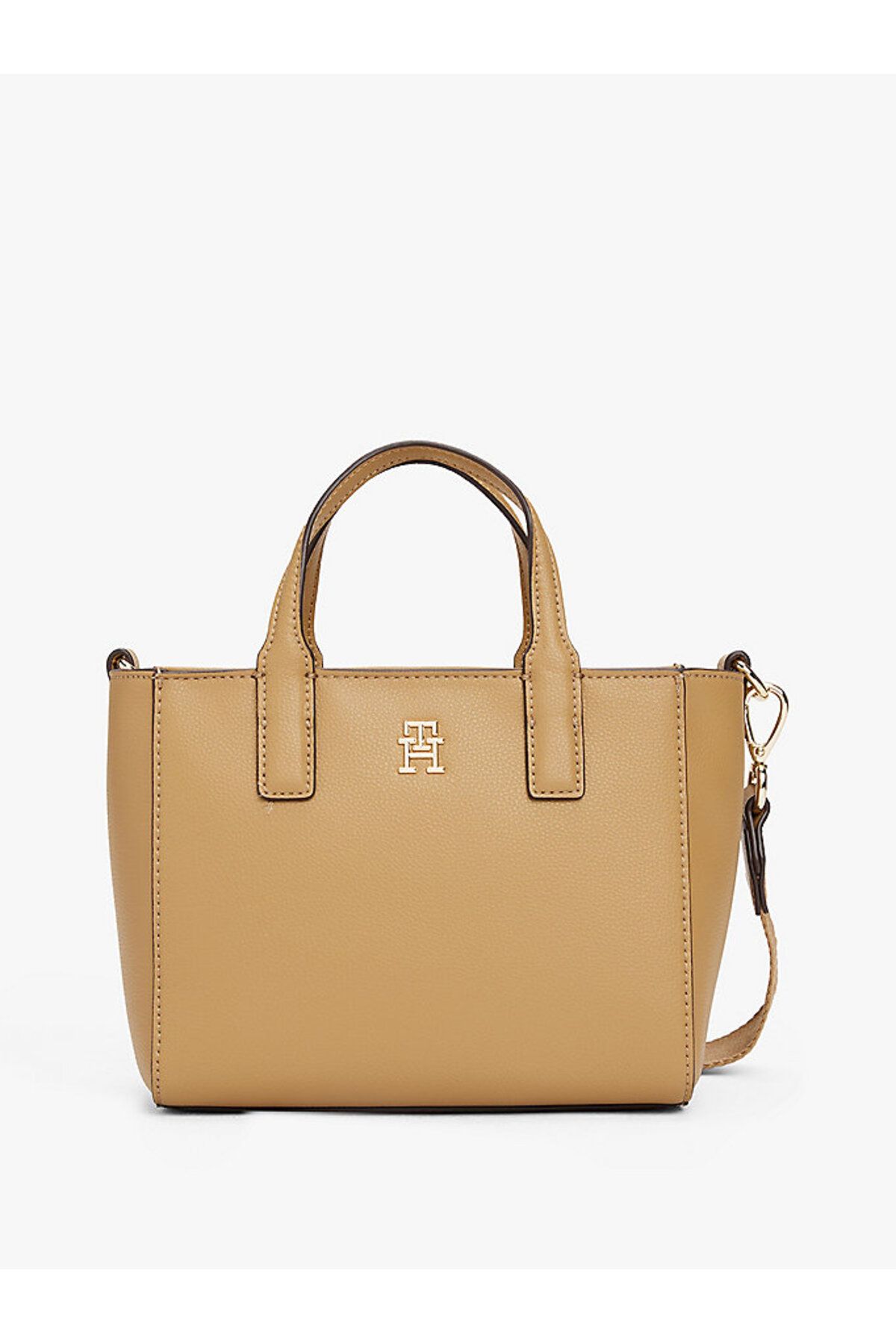 Tommy Hilfiger Kadın Kalın Ayarlanabilir Askı Logo Detaylı Deri Camel Omuz Çantası AW0AW16907-RBC