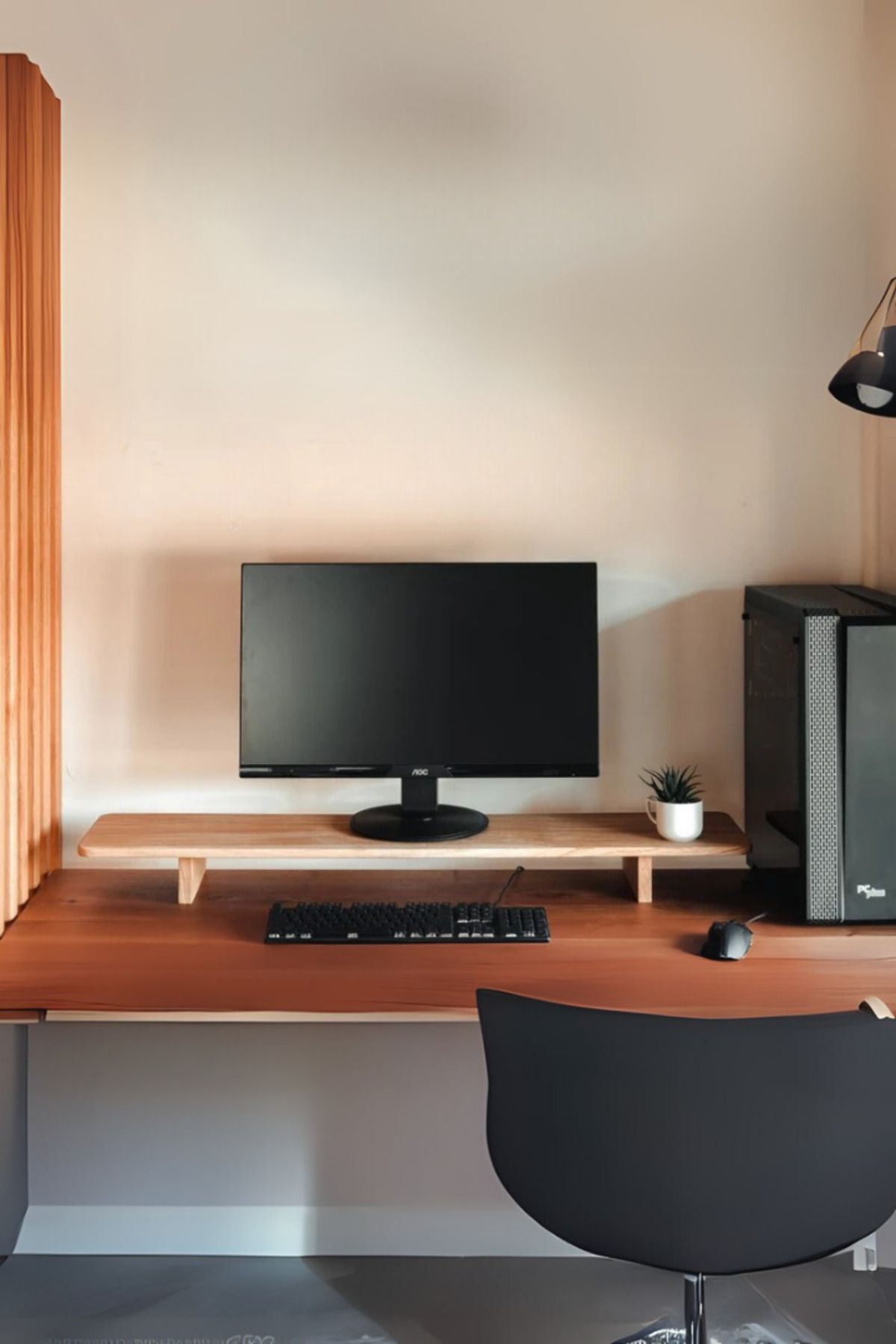 ostende Masif Ahşap Monitör Standı Ofis Çalışma Masa Organizeri, Monitör Yükseltici %100 Masif 70 X 19 Cm
