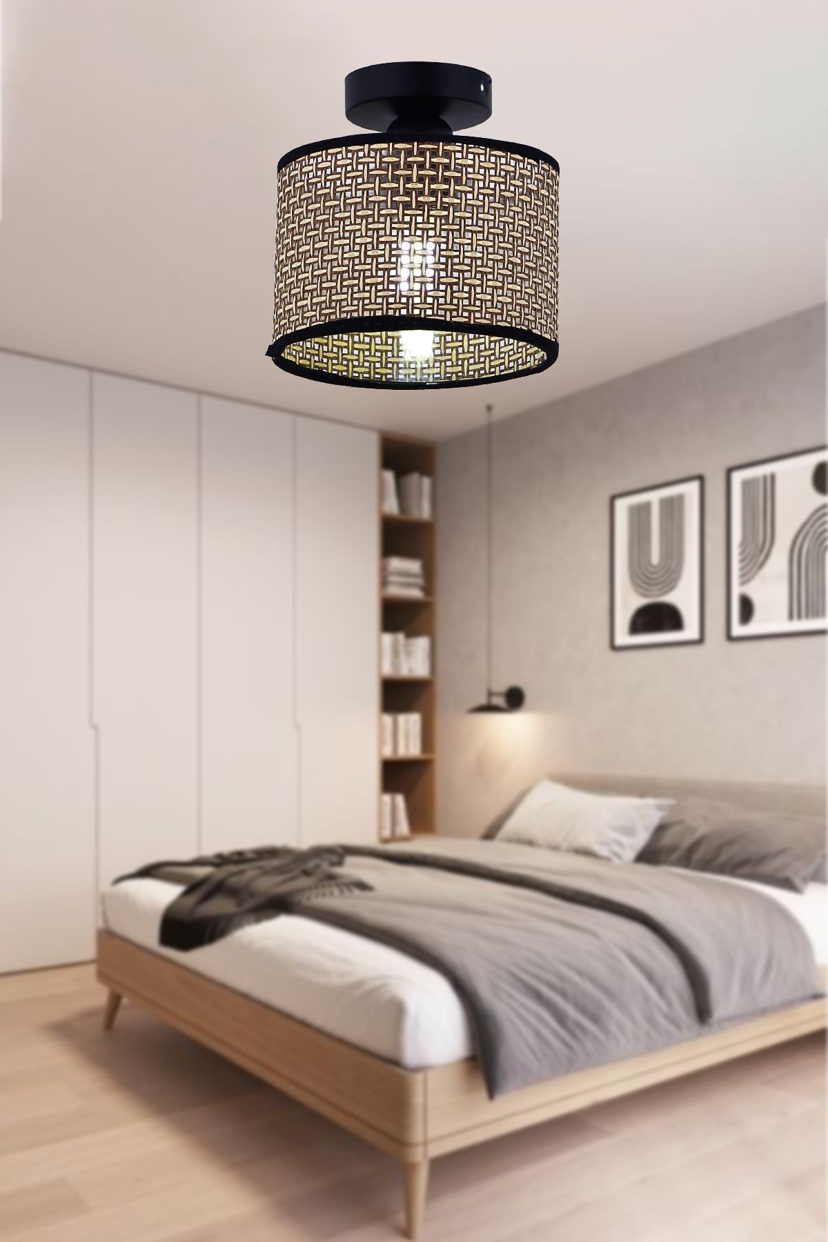 retro home design Lüks Hazeran Plafonyer Hol Salon Mutfak Rattan Avize