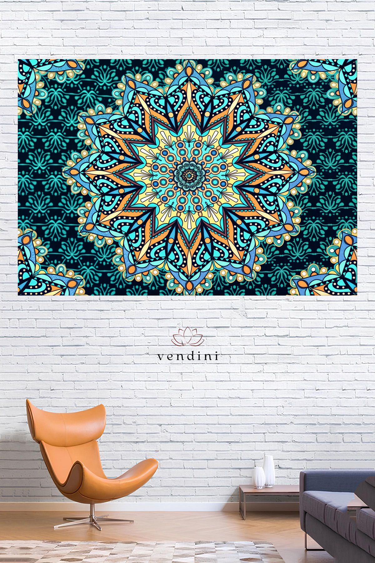 Vendini Canlı Renkler Mandala Duvar Örtüsü Duvar Halısı Wall Tapestry