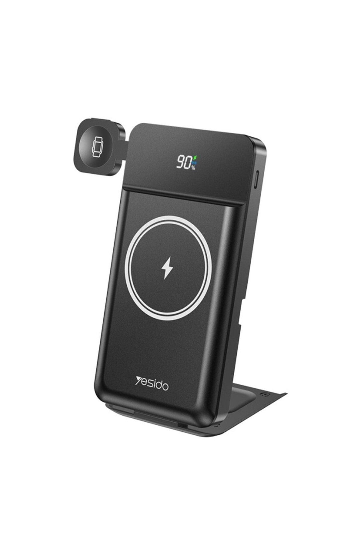 Yesido YP69 10.000 mAh Led Taşınabilir Stand Powerbank 20W 3in1 Telefon Saat Kulaklık Kablosuz Magsafe Şarj