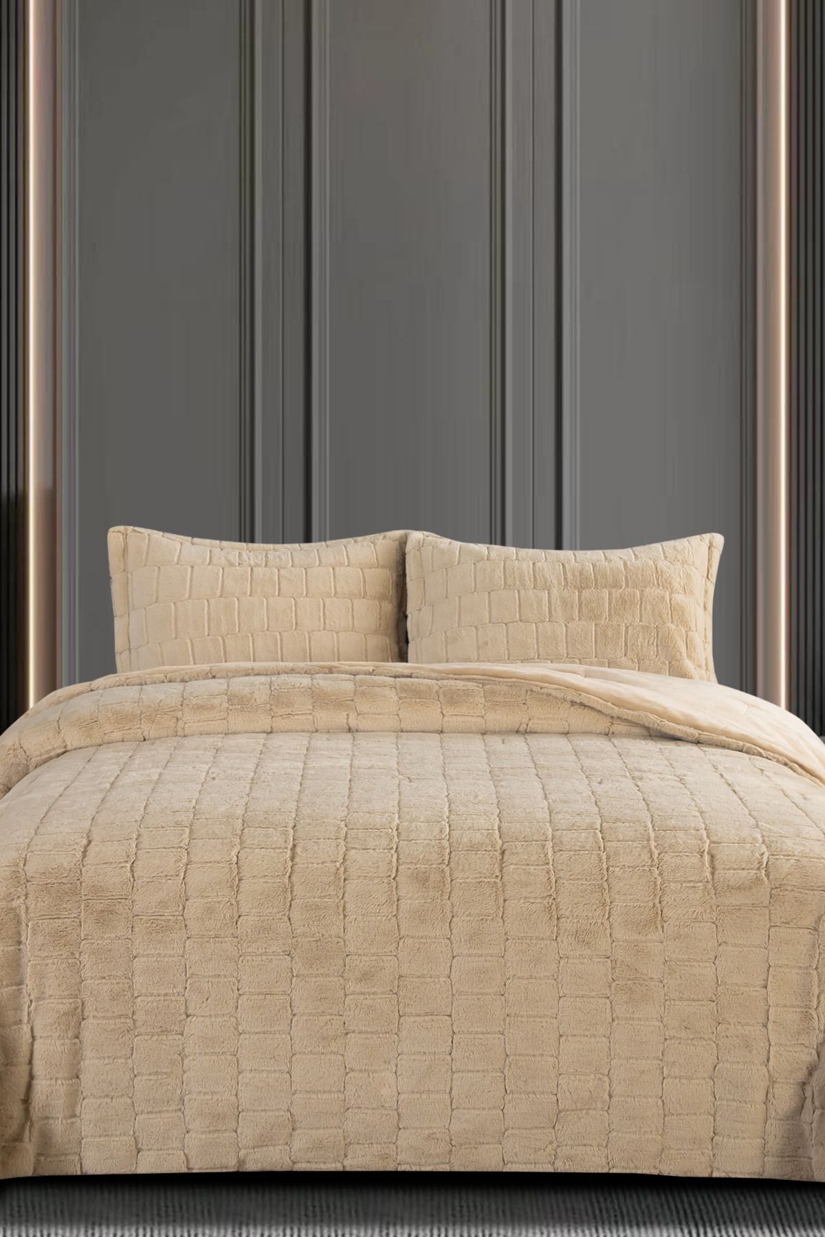 Royal Home Luxury Rabbit Tavşan Tüyü Yatak Örtüsü Çift Kişilik
