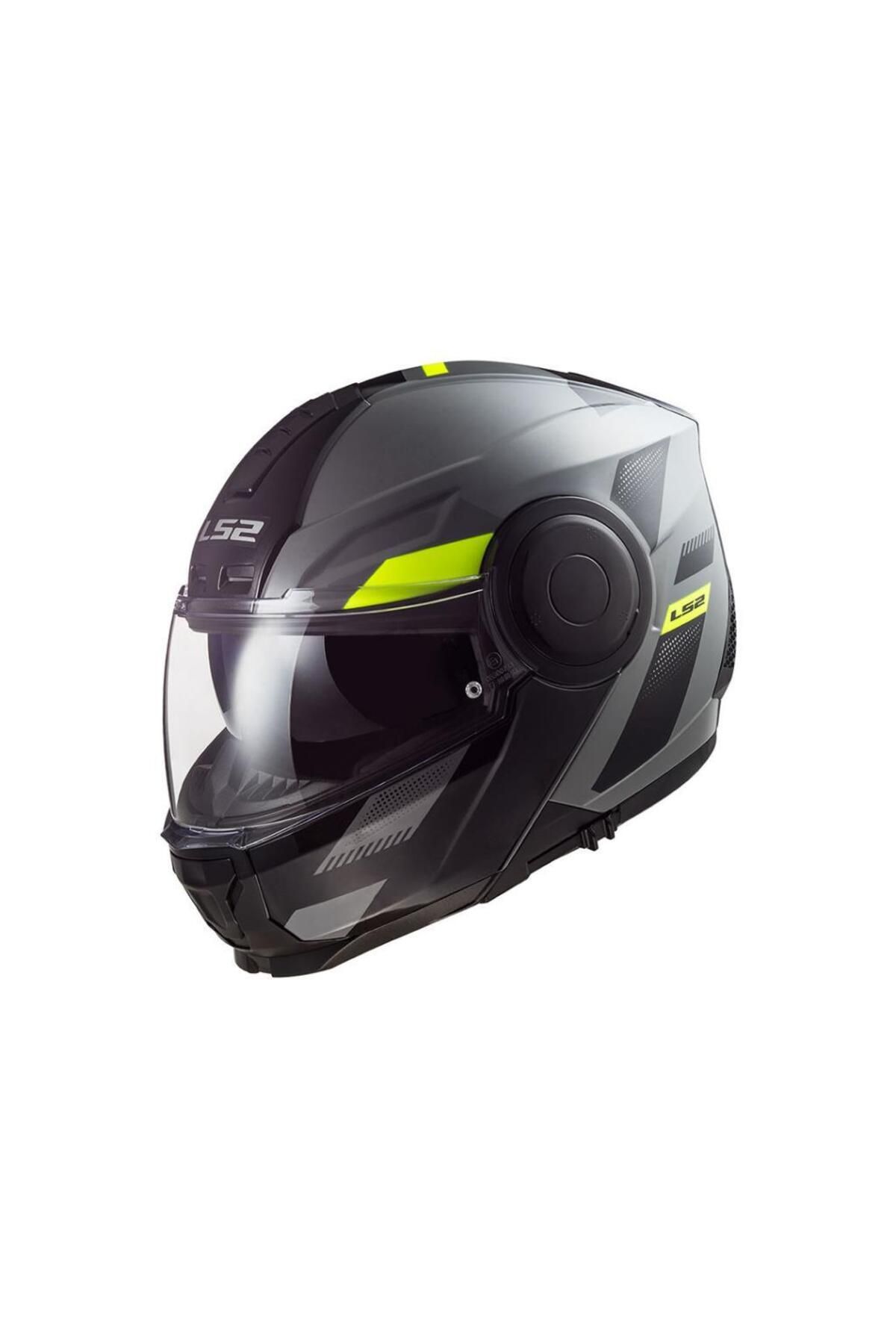 LS2 Scope Max Mat Siyah-neon Sarı Çene Açılır Kask