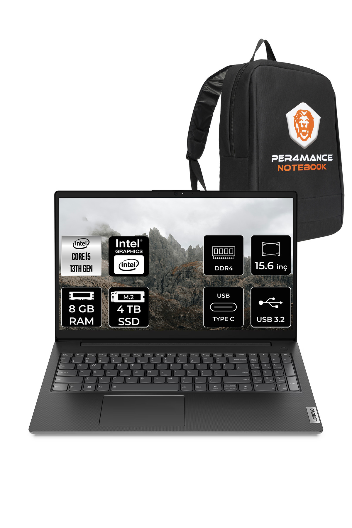 V15 G4 i5 13420H 8GB 4TB SSD 15.6'' FHD FDOS Dizüstü Bilgisayar _87 PER4 ÇANTA