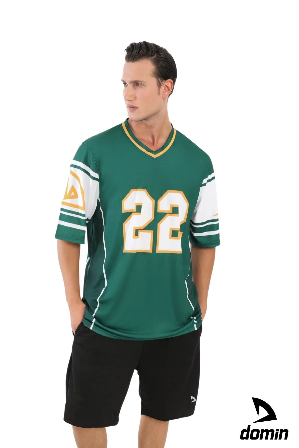 DOMİN SPOR Oversize Kalıp Yeşil Amerikan Futbolu Forma T-shirt