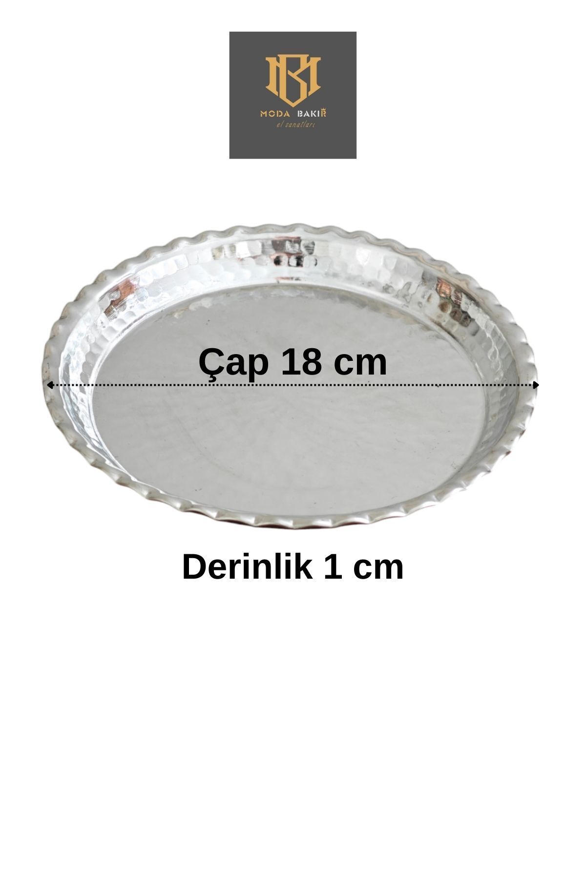 modabakir Bakır Servis Tabak, Künefe Tepsi 18 cm