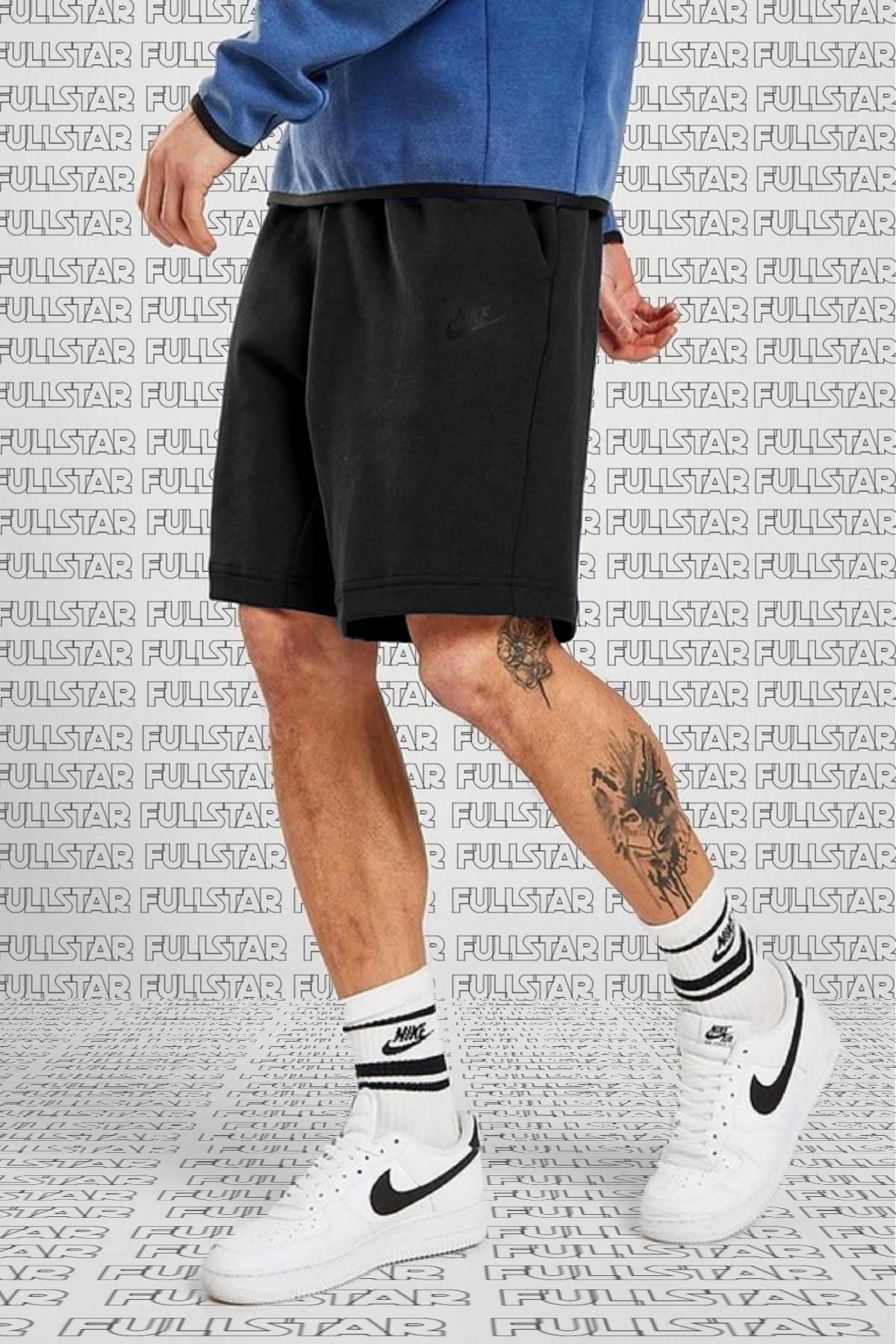Nike Tech Fleece Unisex Black Shorts Pamuk Polyester Erkek Şort Siyah