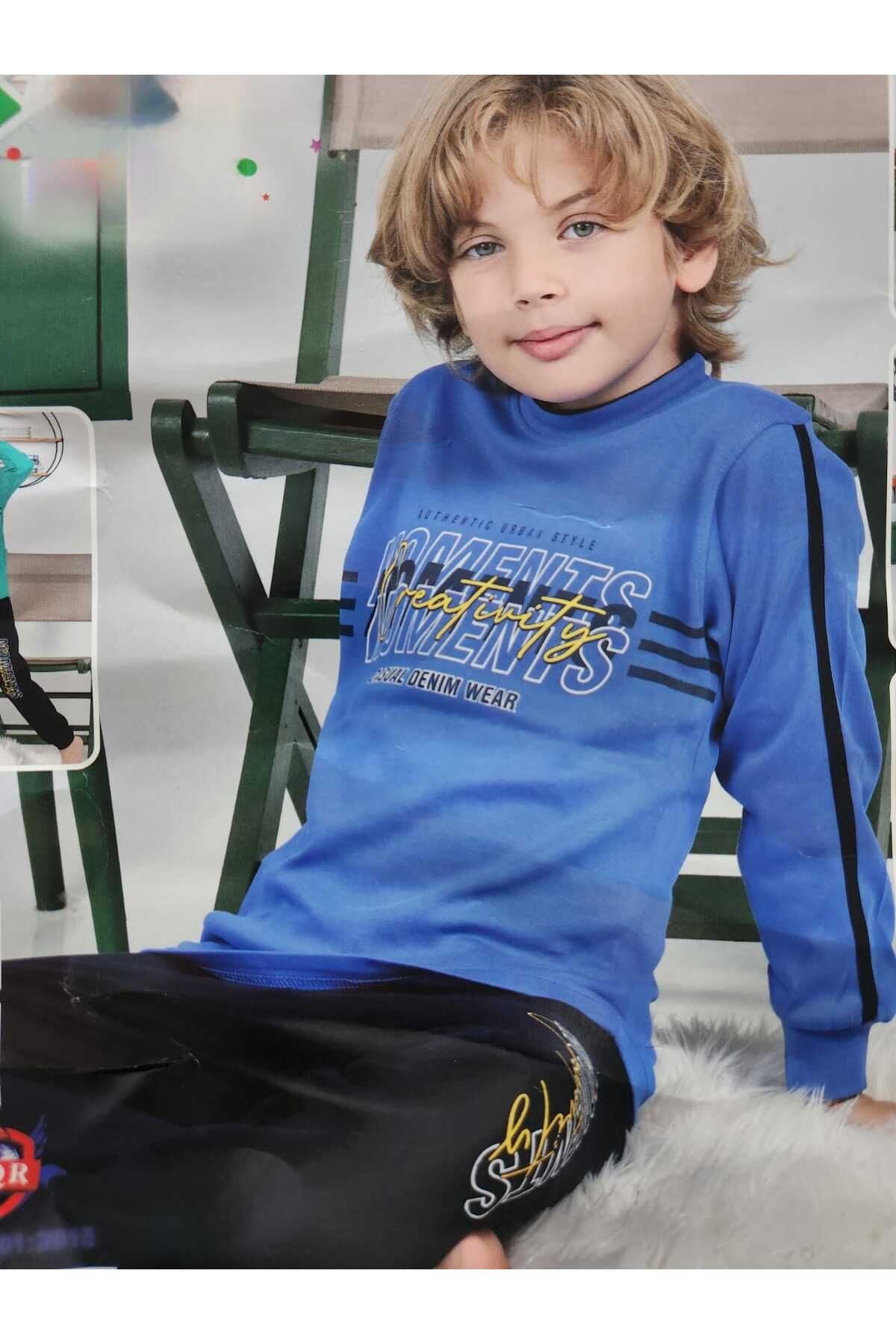 KAPİKİDS Kapikids Uzun Kollu %100  Pamuk Erkek Çocuk Pijama Takımı 5139