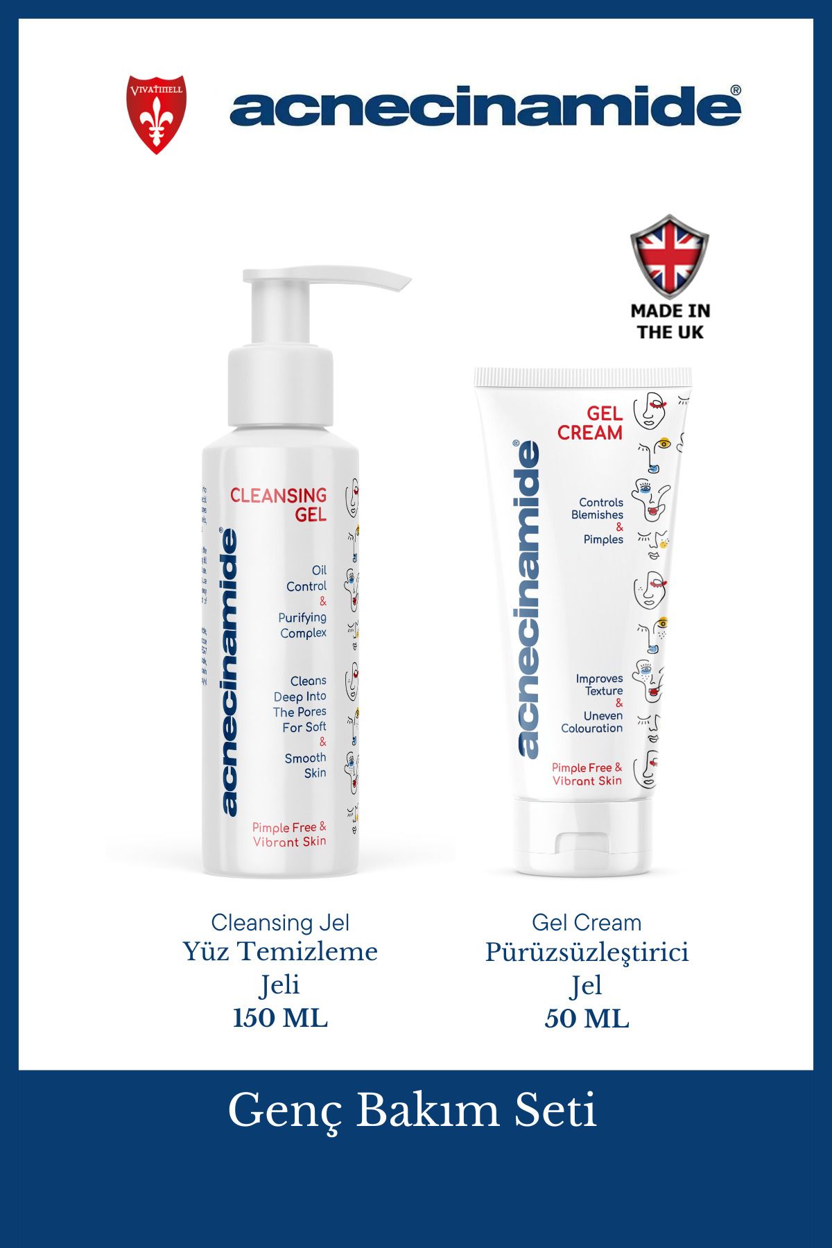 Acnecinamide Öğrenci Paketi Cleansing Gel Ve Gel Cream %5 Niacinamide