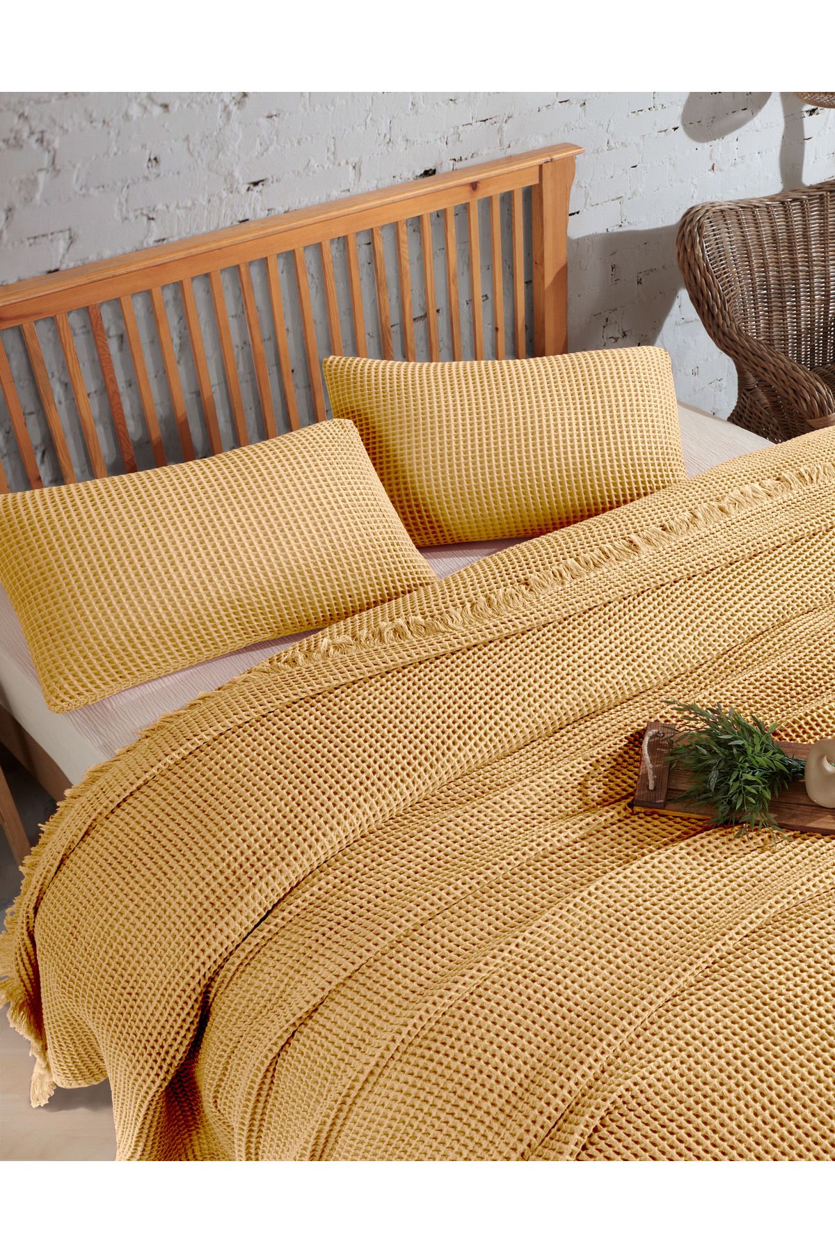 destinyhometex Waffle Yatak Örtüsü 160x240 Cm Tek Kişilik