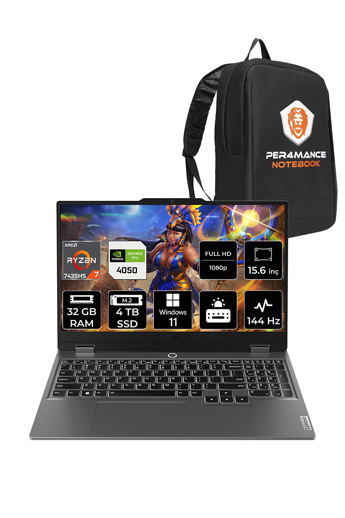 LOQ R7 7435HS 32GB 4TB SSD RTX4050/6GB 105W 144Hz FHD 15.6