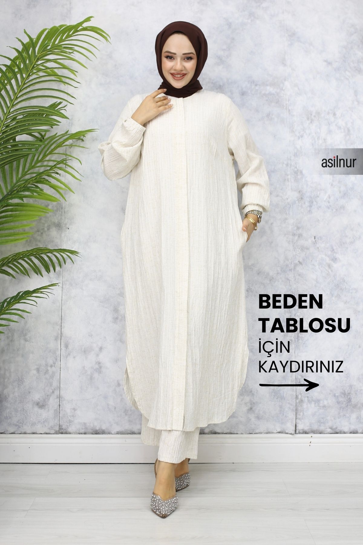 ASİLNUR Merve Hac Ve Umre Ikili Takım Kıyafeti Beyaz