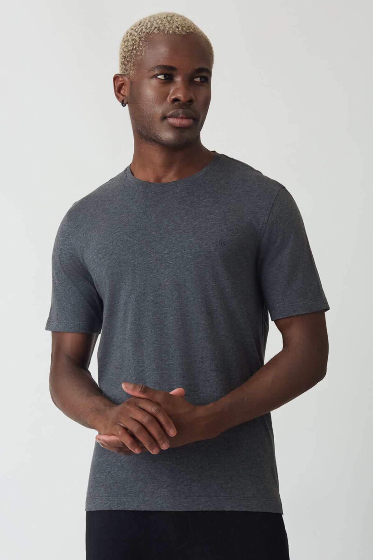 Bisse Basic Ipek Apreli Bisiklet Yaka Antrasit Erkek T-shirt