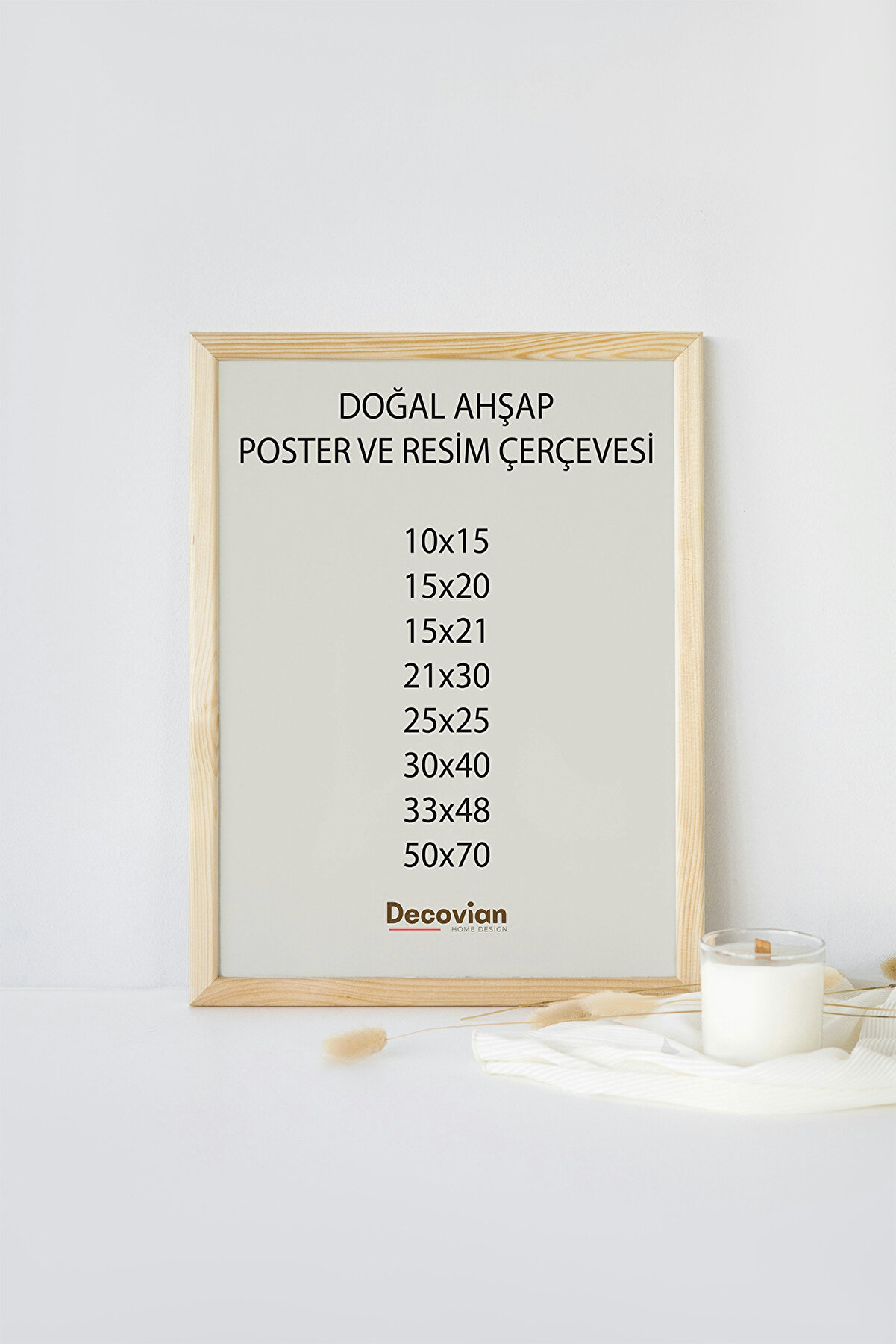 DecovianHomeDesign Doğal Ahşap Çerçeve - Poster Çerçevesi - Resim Belge Çerçevesi
