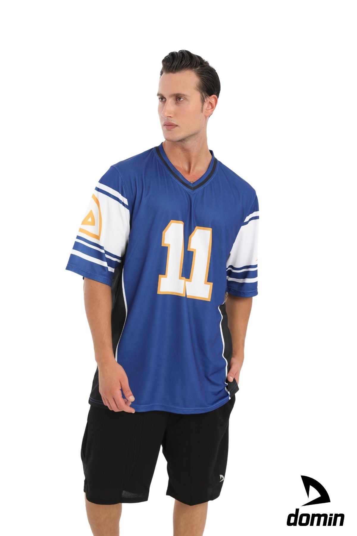 DOMİN SPOR Oversize Kalıp Mavi Amerikan Futbolu Forma T-shirt