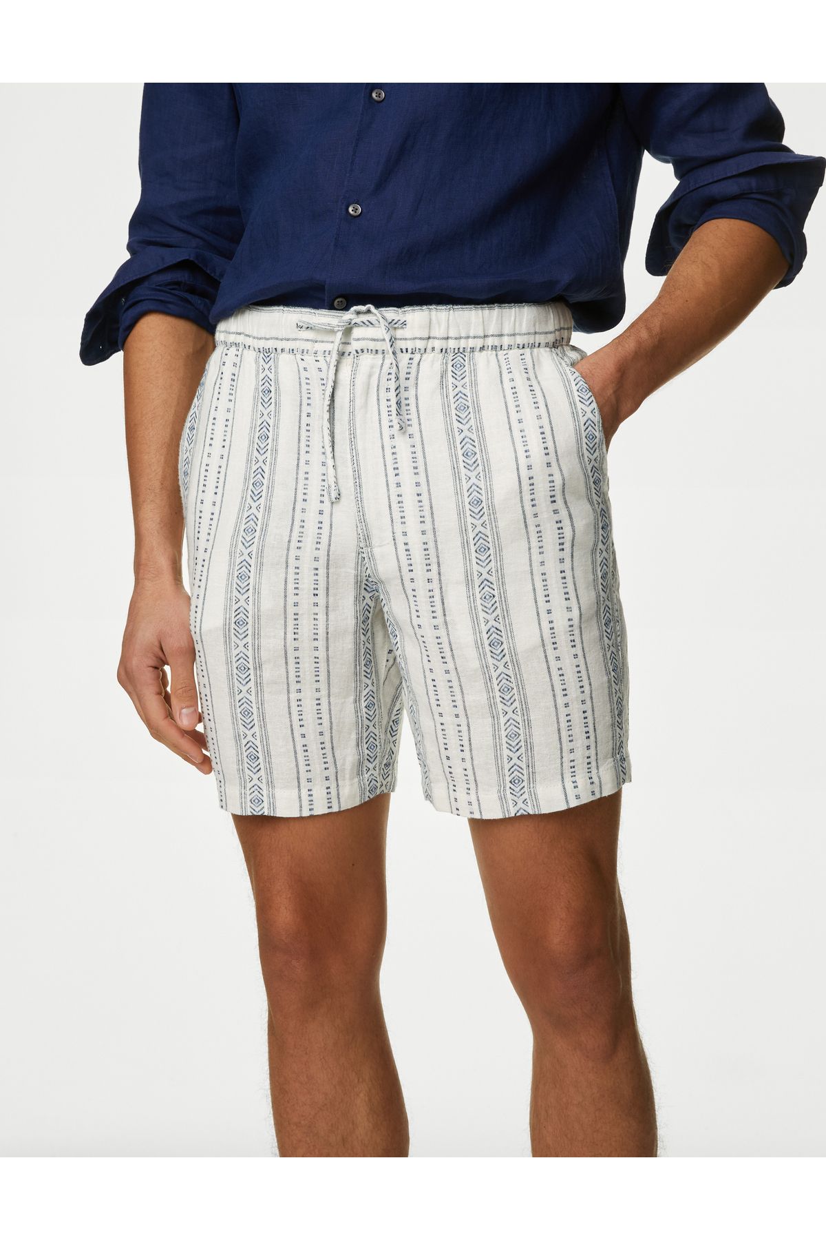 Marks & Spencer Regular Fit Desenli Keten Şort