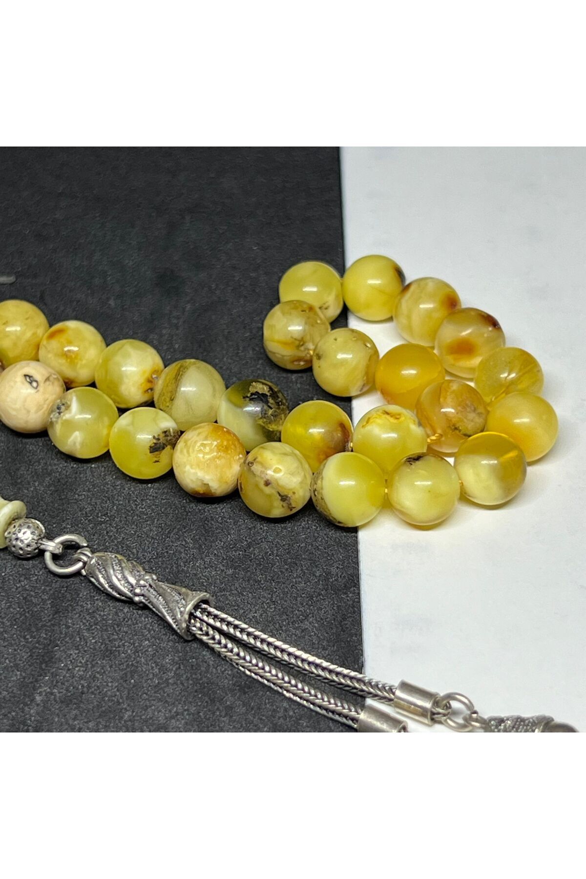 AHMET EROL TESBİHCİLİK Fosilli Kaya Damla Kehribar Tesbih - Doğal ve Pratik