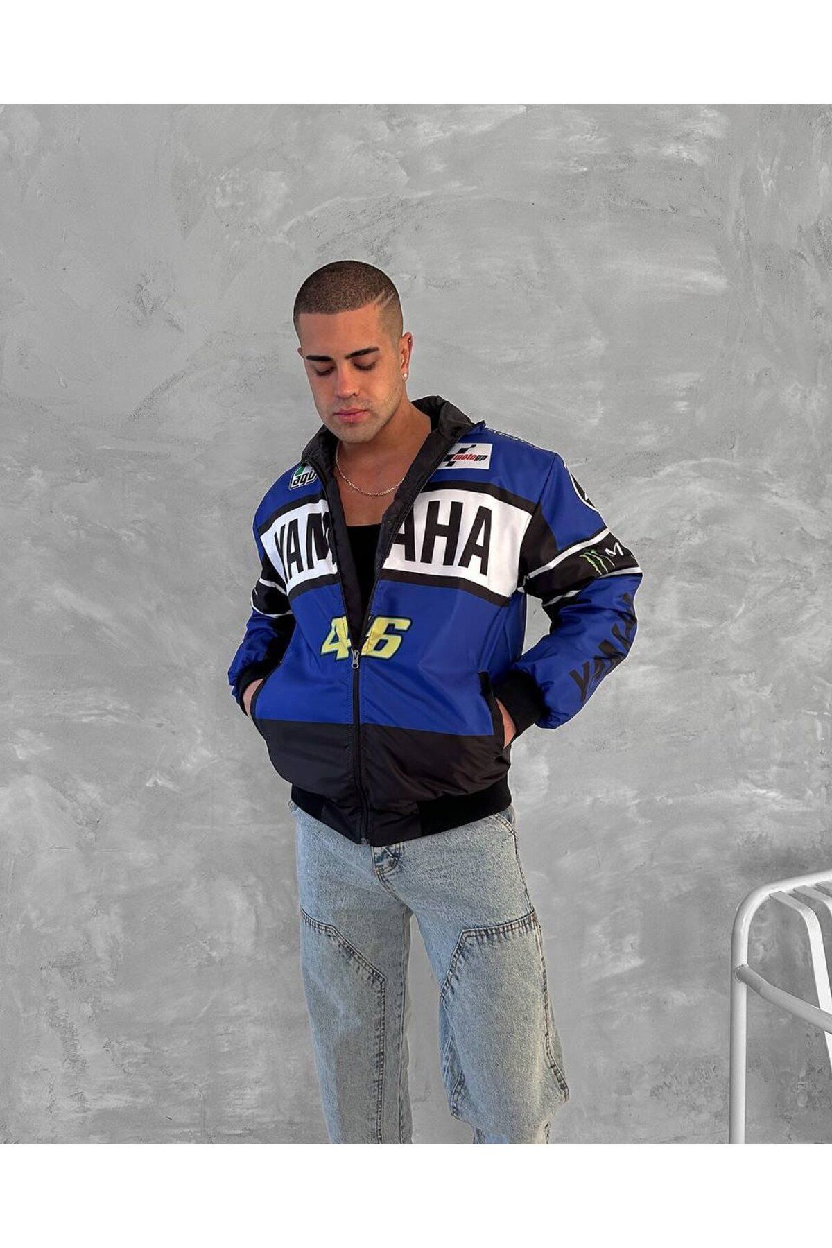 OTAKU Unisex Oversize Yamaha Baskılı Bomber Ceket