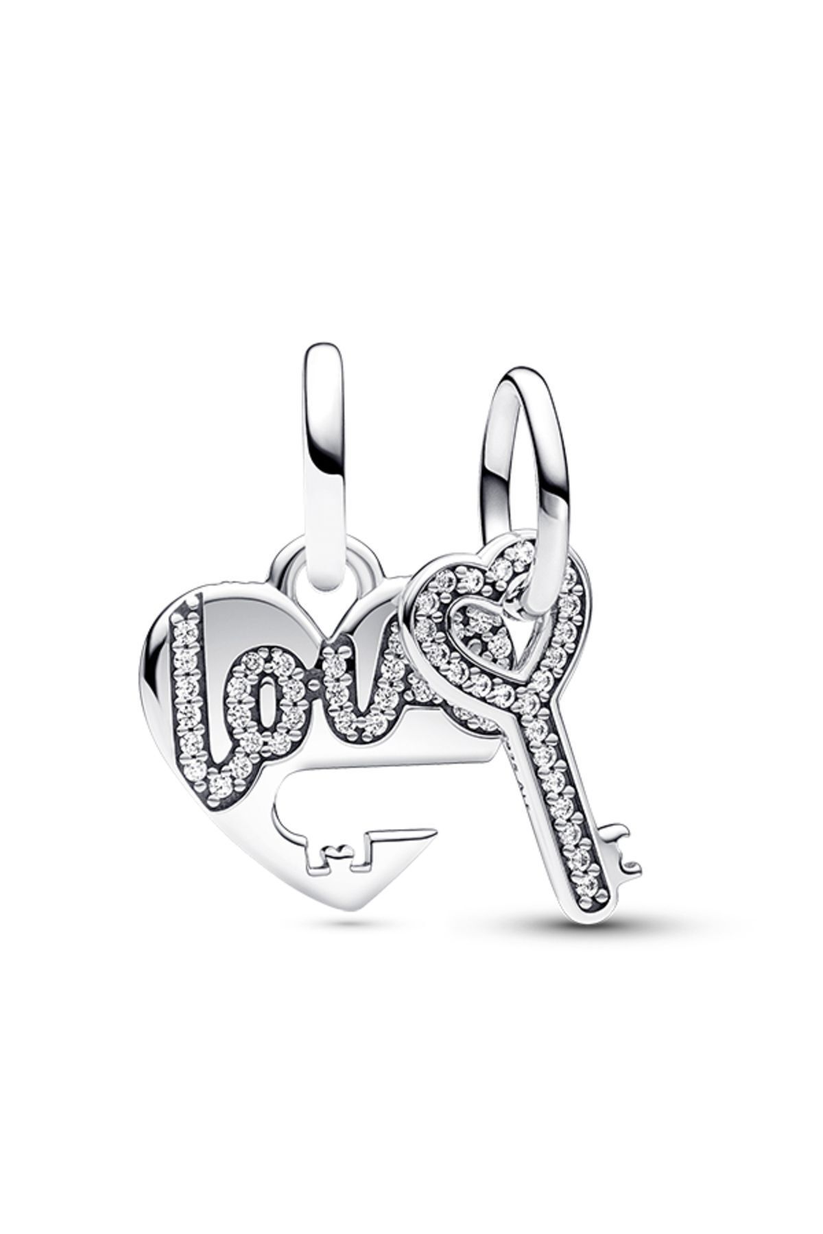 Pandora Ayrılabilir Kalp ve Anahtar Sallantılı Charm