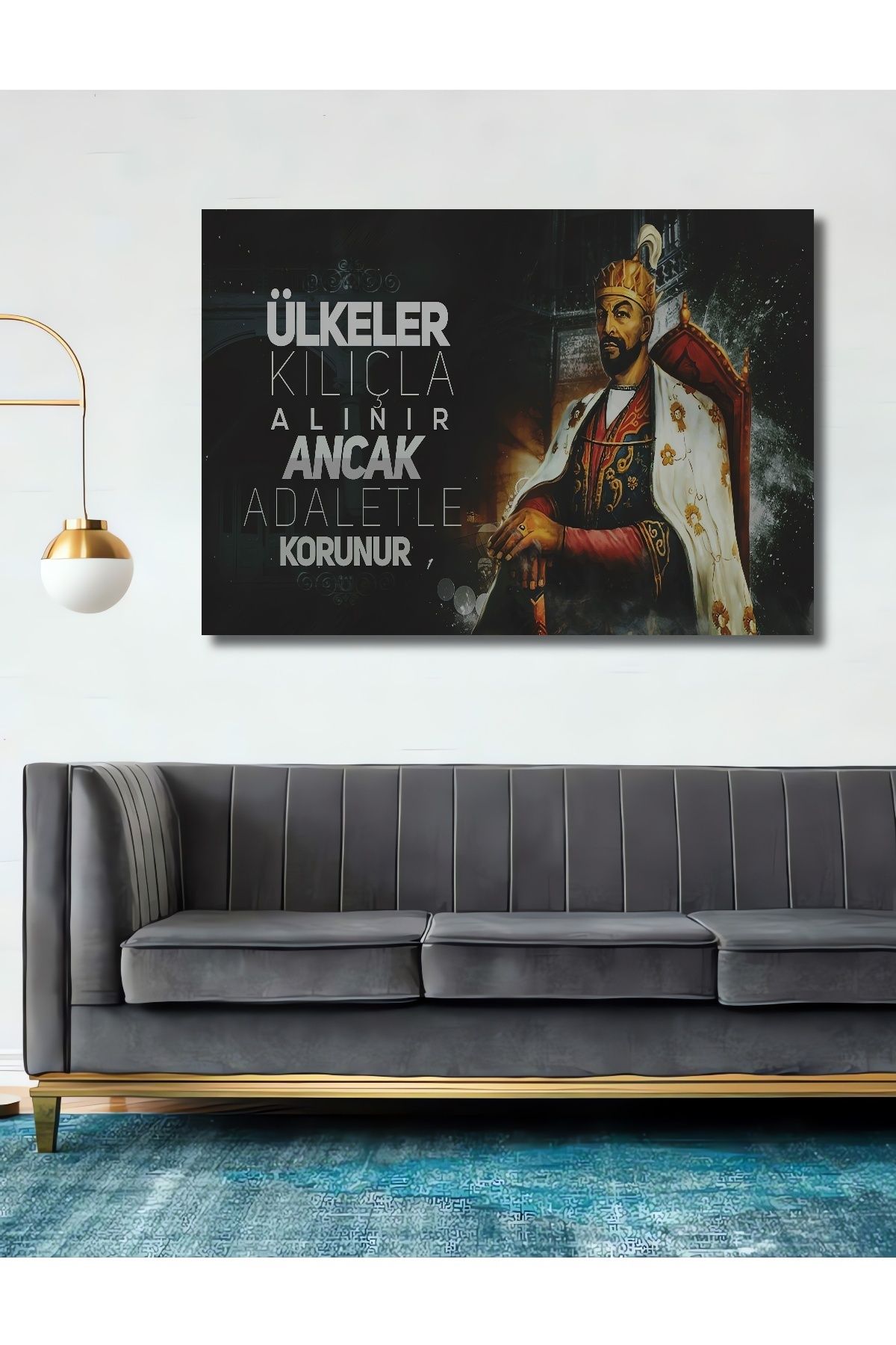 Teona Ahşap Fatih Sultan Mehmet Adalet Sözü Dekoratif Ahşap MDF Tablo Dikdörtgen Tablo