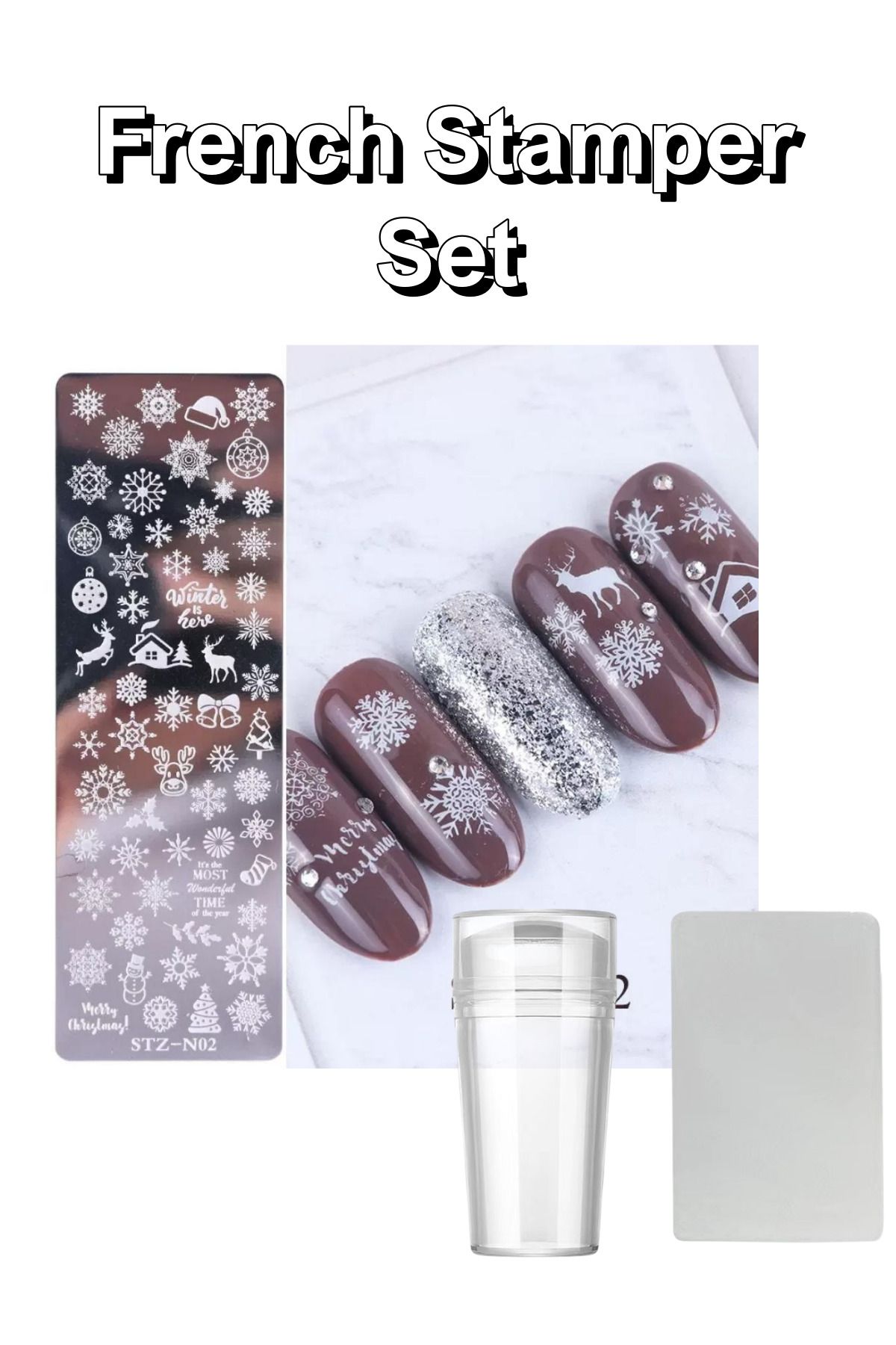 Easy Beauty Nail Art French Stamper ve Stampa Plakası, Tırnak Süsleme için French Stamper ve Desen Baskı Paleti