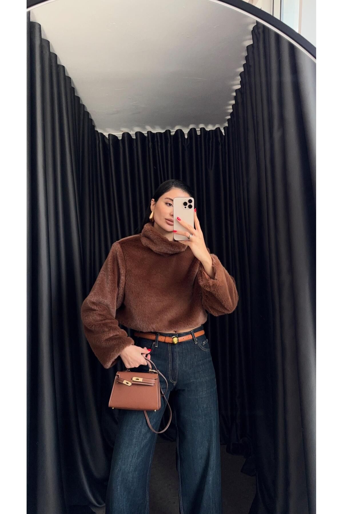 HAZELANNA Kahverengi Peluş Sweat