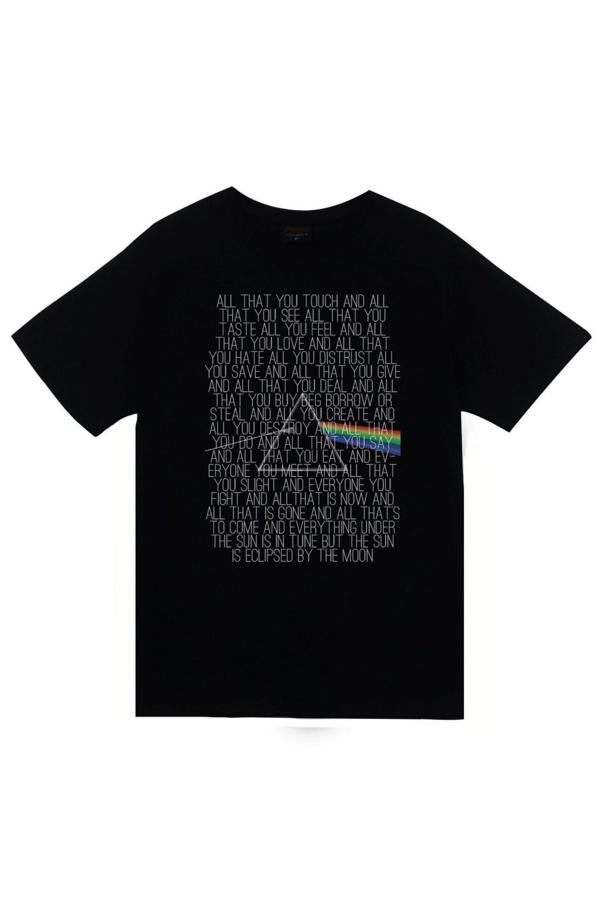 fame-stoned Pink Floyd Baskılı Unisex %100 Pamuk Siyah T-shirt