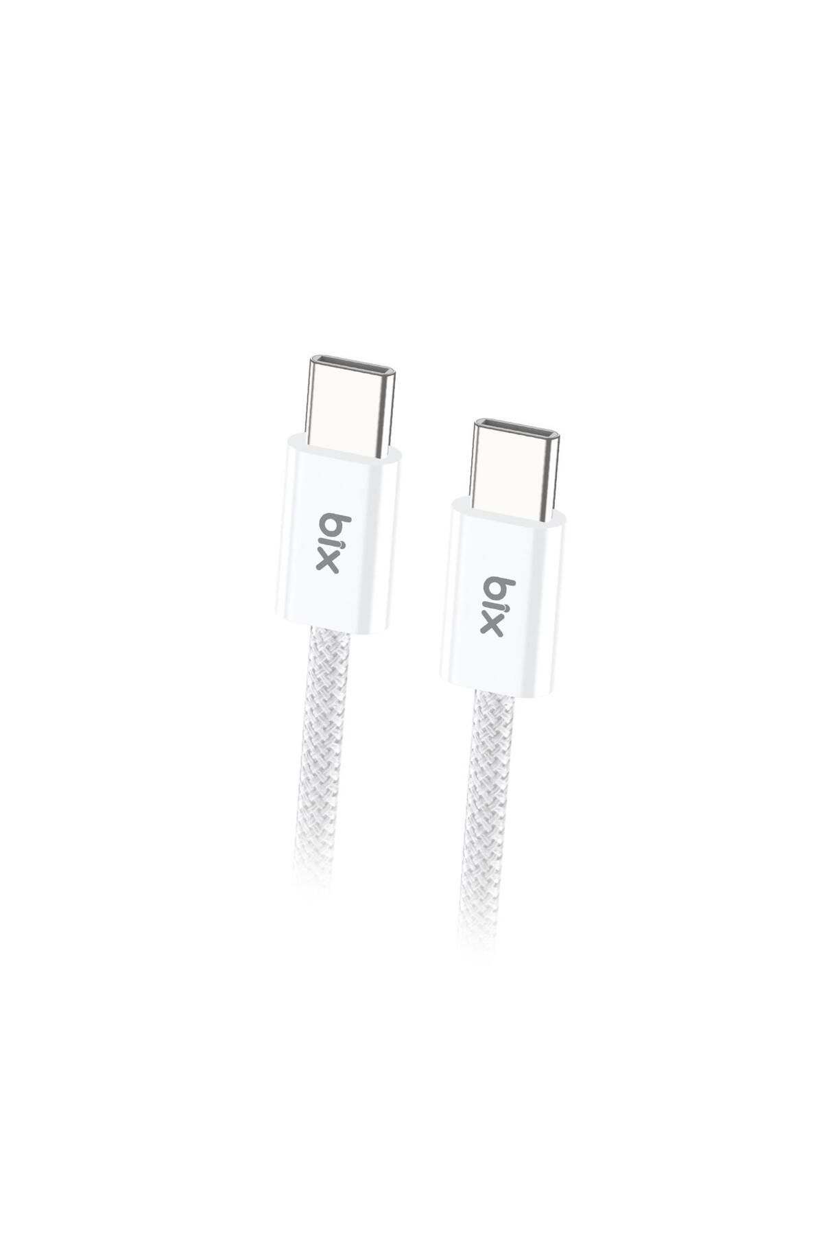 Bix Type-c To Type-c 60w Örgülü Şarj Ve Data Kablosu 1 Metre Beyaz